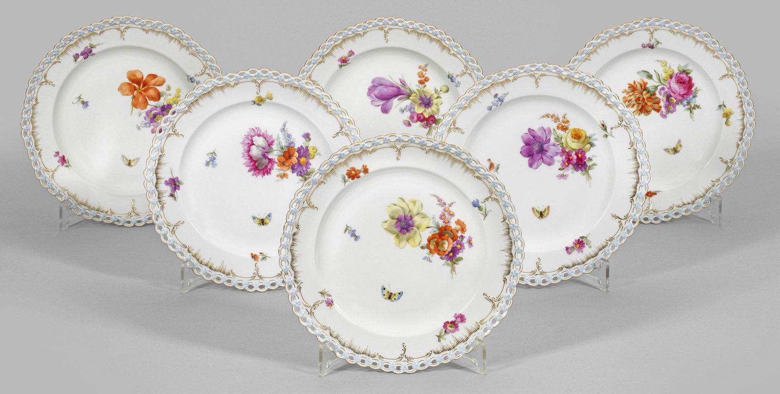 Sechs Desserteller "KÃ¶nigsglatt" mit Blumendekor (1 of 1)