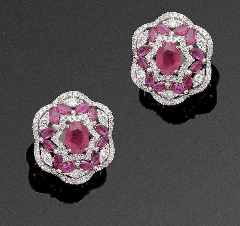 Paar elegante Rubin-Brillant-Ohrclips (1 of 1)