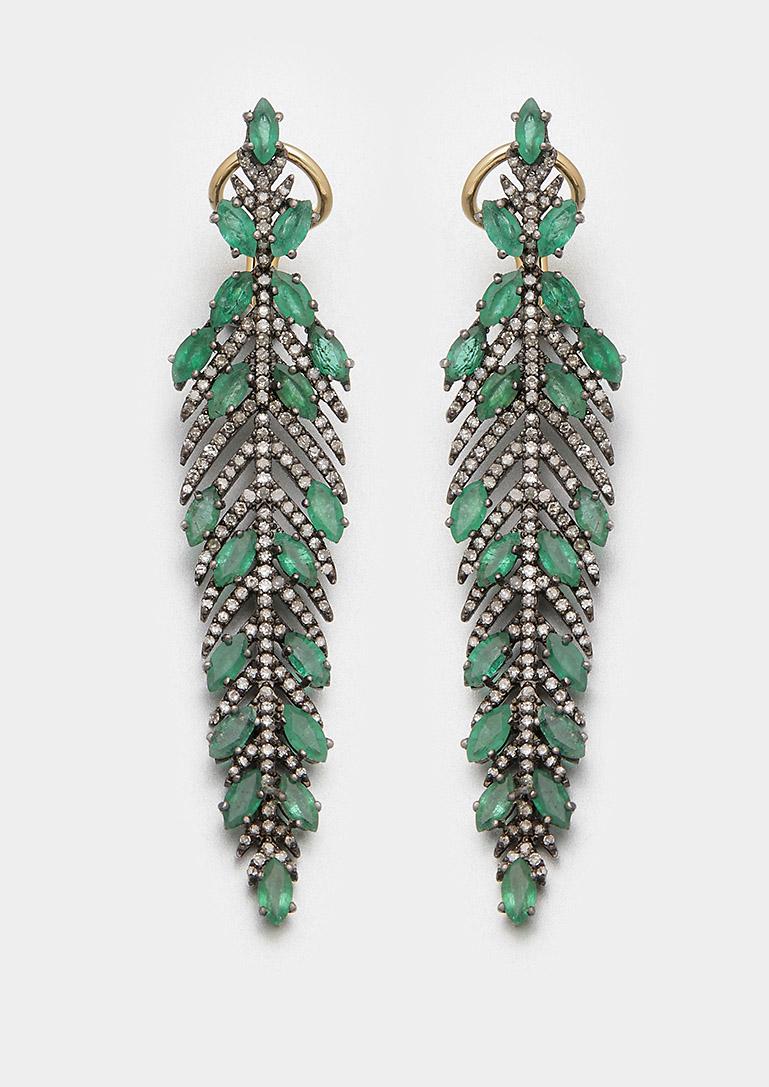 Paar mondÃ¤ne russische Smaragd-OhrgehÃ¤nge (1 of 1)