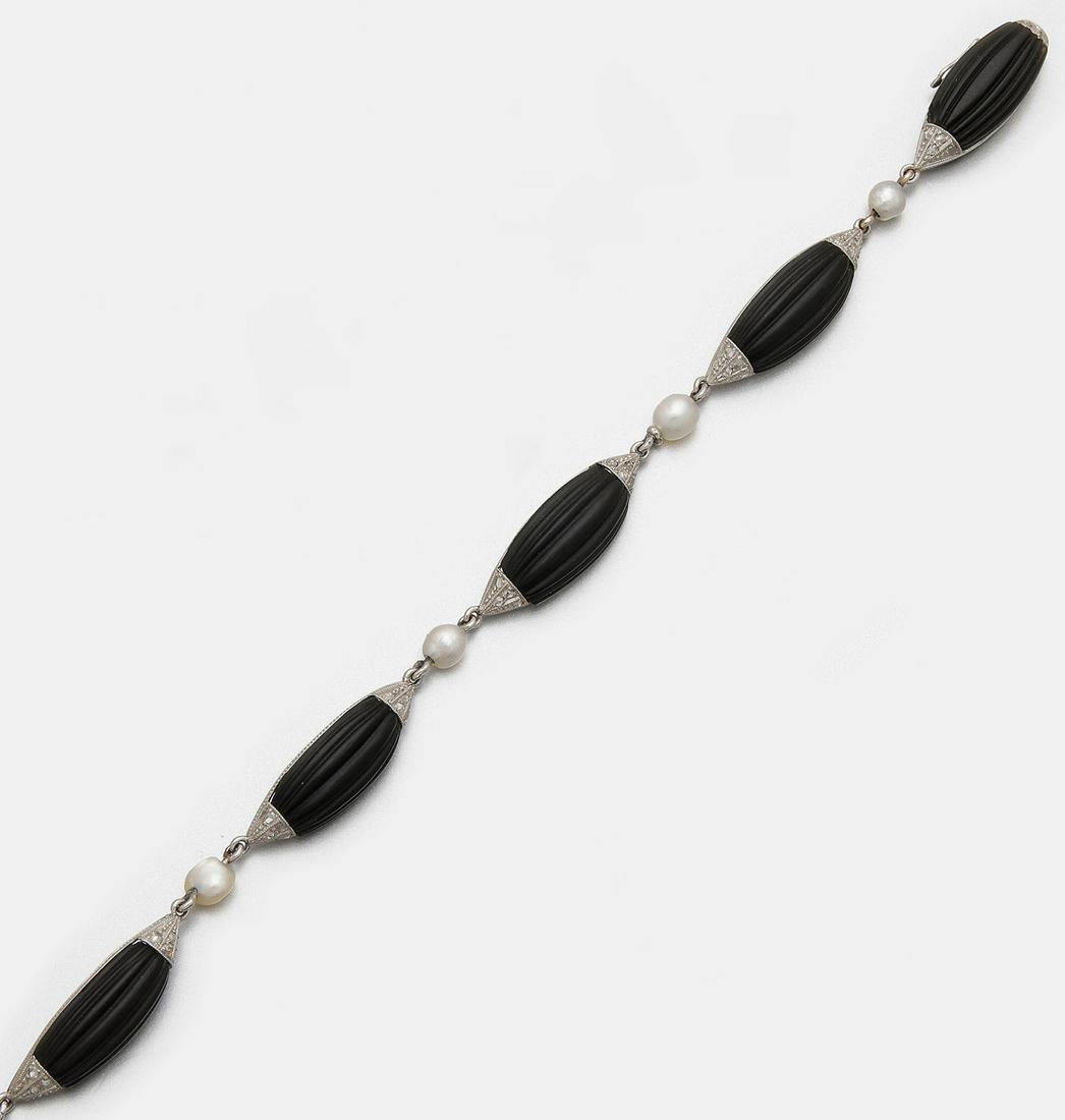 Jugendstil-Onyx-Armband mit Orientperlen (1 of 1)