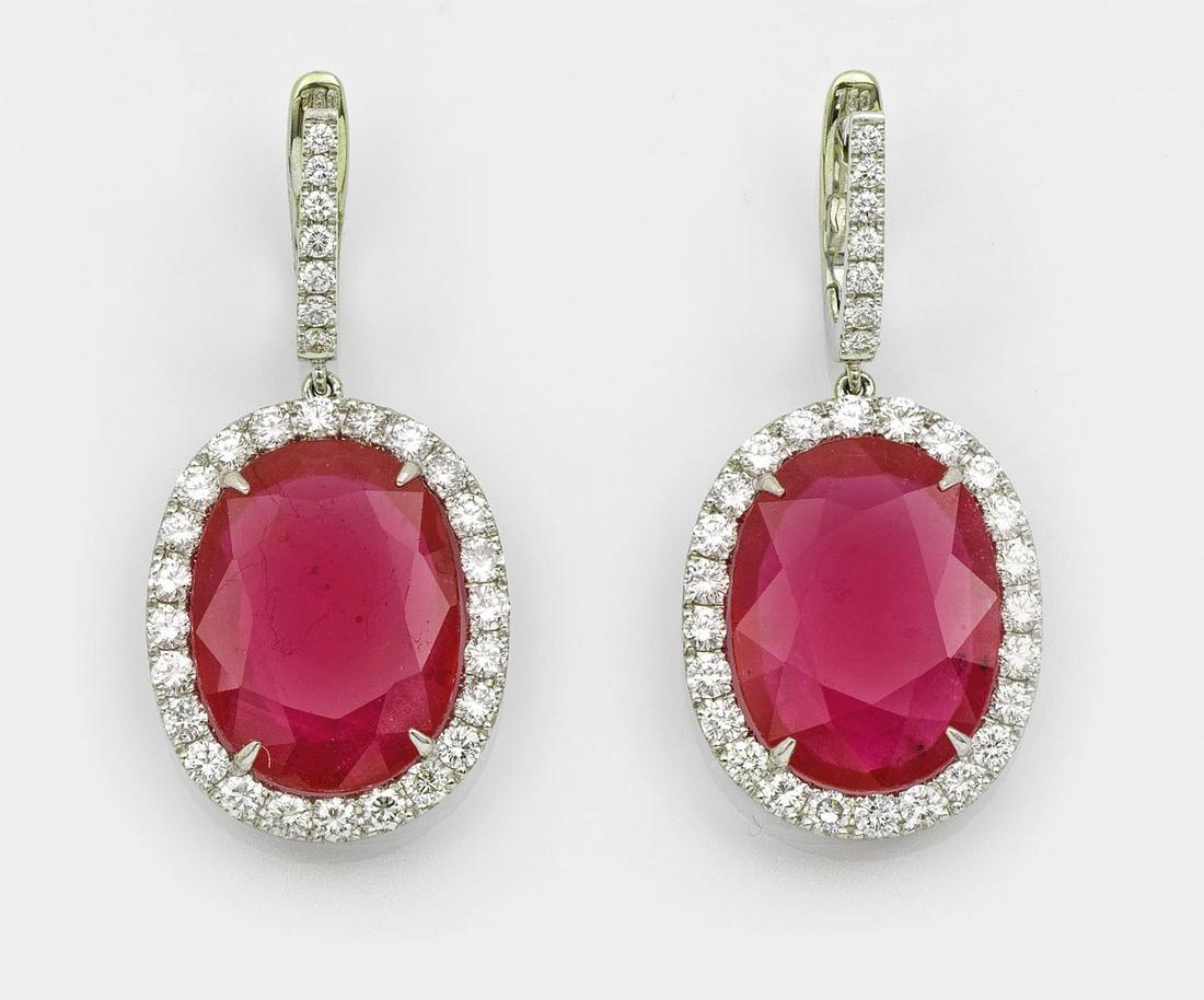 Paar glamourÃ¶se Rubin-Brillantohrringe (1 of 1)