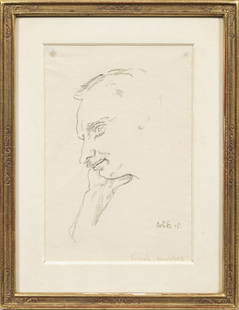 Emil Orlik: (1880 Prag - 1934 Berlin) "Porträt: Hans Wolff". Originaltitel Dargestellt ist der Kunsthistoriker, Kunstschriftsteller und Verleger Hans Wolff (1882 - 1959), den Orlik hierin in sinnierend