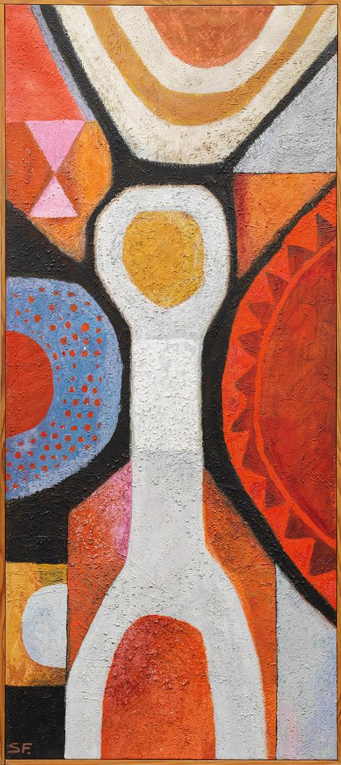 Susanne Firgau: (1919 Berlin - 2007 Stuttgart) Abstrakte Komposition Firgau, die an der Kunstakademie Düsseldorf studierte, Schülerin von Max Ackermann war und zum Freundeskreis der Familie von Oskar Schlem