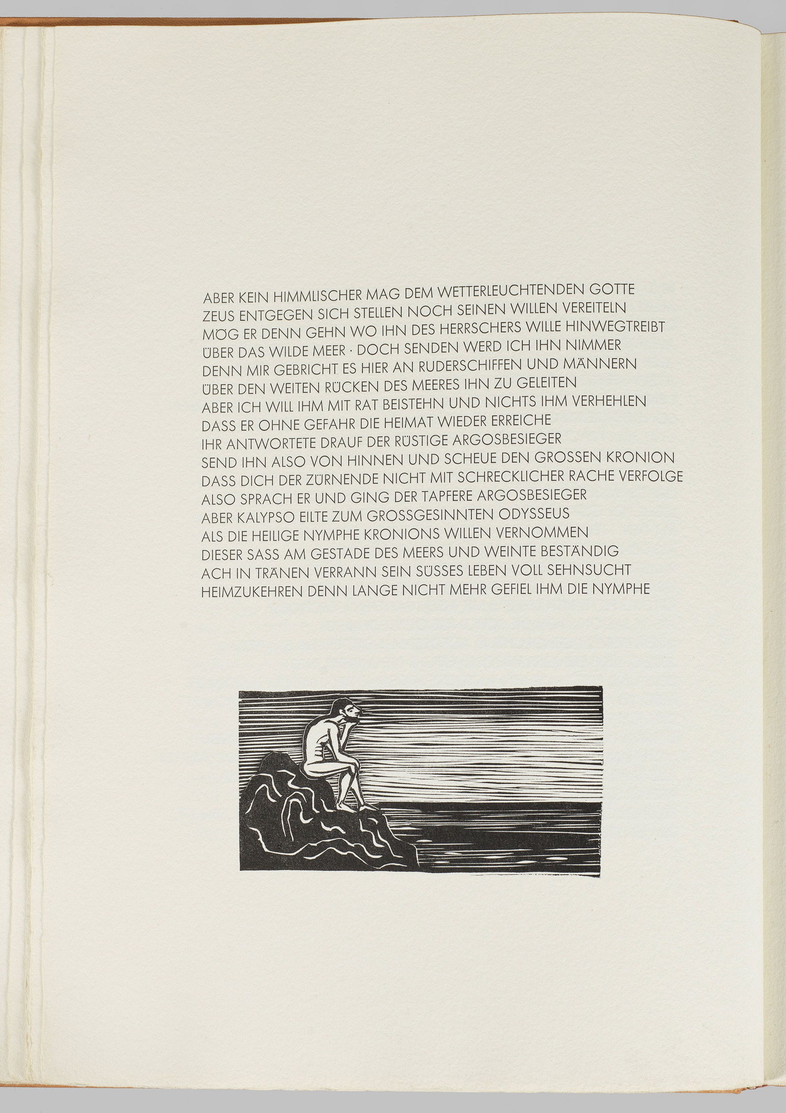 Gerhard Marcks: (1889 Berlin - 1981 Burgbrohl/Eifel) "Homer: Fünf Gesaenge der Odyssee". Originaltitel Pressendruck mit 71 Original-Holzschnitten (von 1958-63) auf Hahnemühle-Bütten; Druck der Offizin