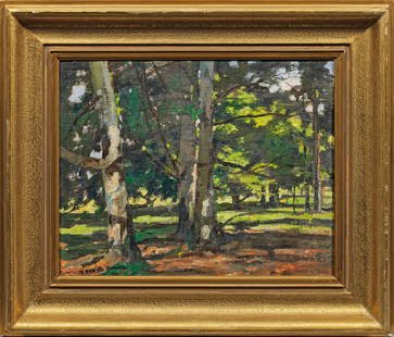 Louis Suire: (1899 Cognac - 1987 Lagord) Bäume im Sonnenlicht Spätimpressionstische Landschaft des Künstlers, der durch die befreundeten, älteren Maler Albert Marquet und Paul Signac beeinfluss