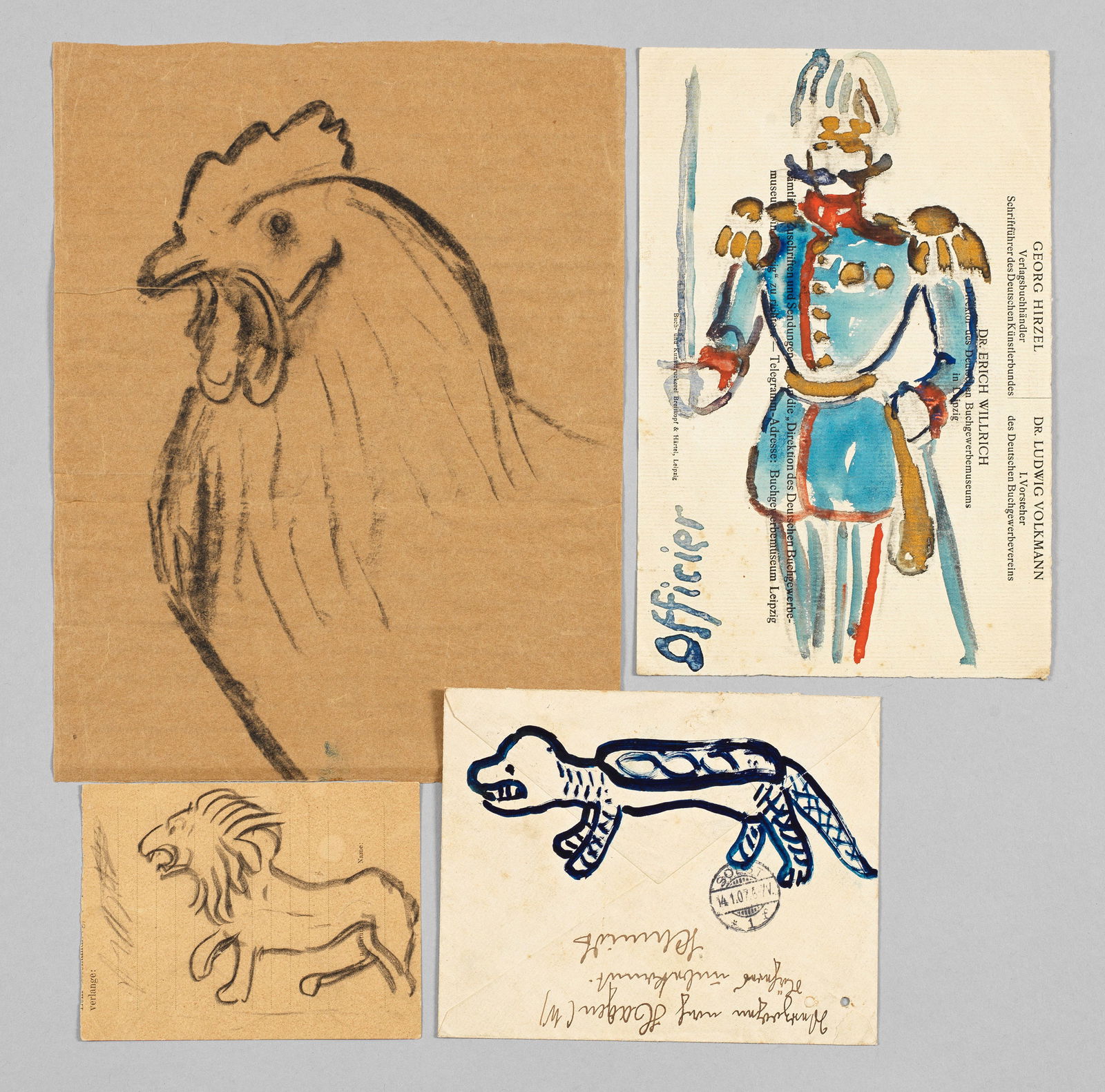 Christian Rohlfs: (1849 Niendorf - 1938 Hagen) Kollektion von vier Zeichnungen und Aquarellen für die Kinder von Karl Ernst Osthaus Die Arbeiten entstanden Anfang des 20. Jhs. in Hagen, wo der Künstler seit 1