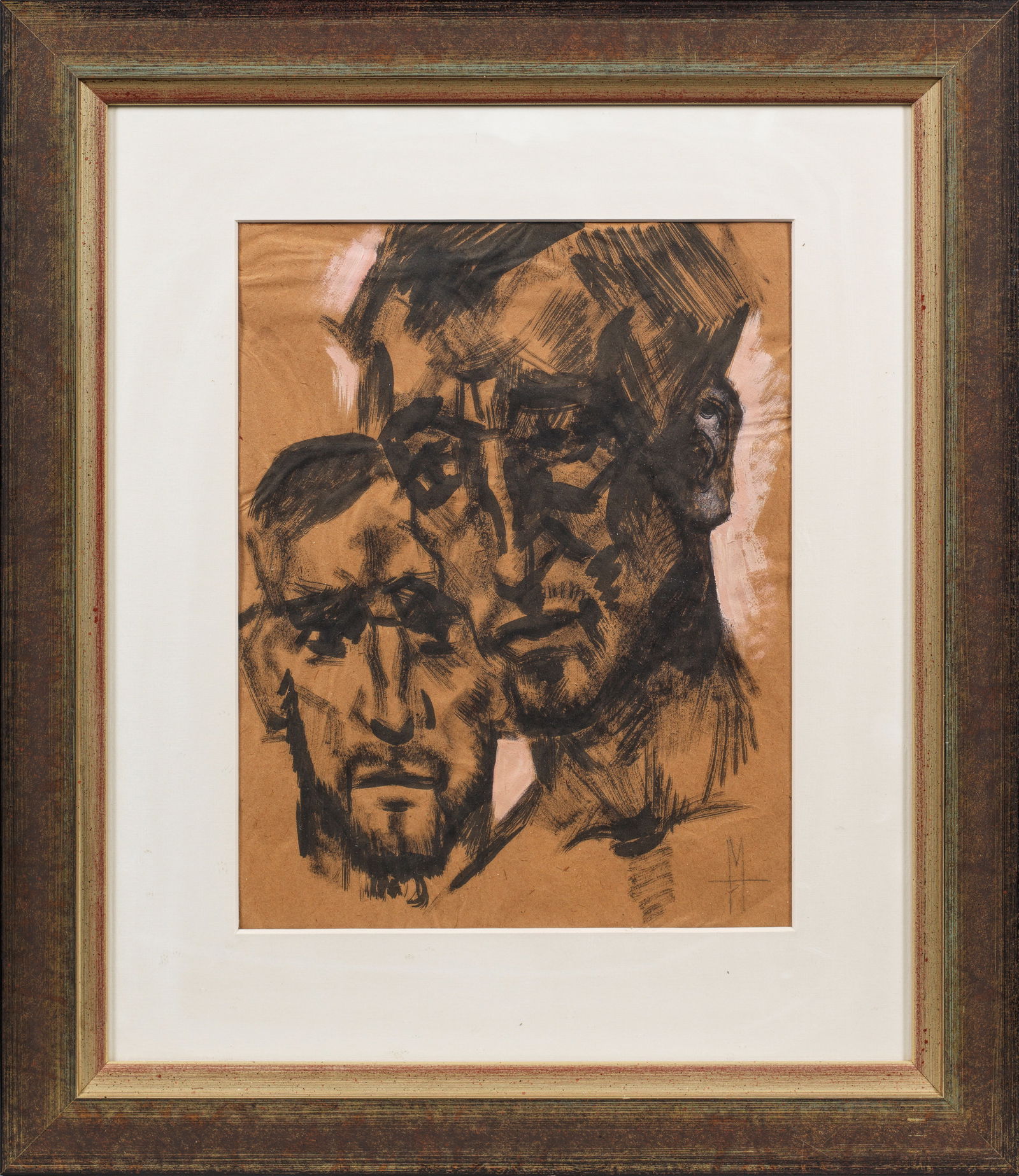 Hedwig Marquardt: (1884 Biere - 1969 Hannover) Doppelporträt zweier Männer Die Expressionistin Hedwig Marquardt studierte bei Lovis Corinth in Berlin, fand Anschluss an die Avantgarde und stellte 1911 und 191