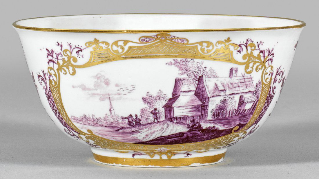 Zierkumme mit Landschaftsdekor in Purpur-Camaieumalerei (1 of 2)