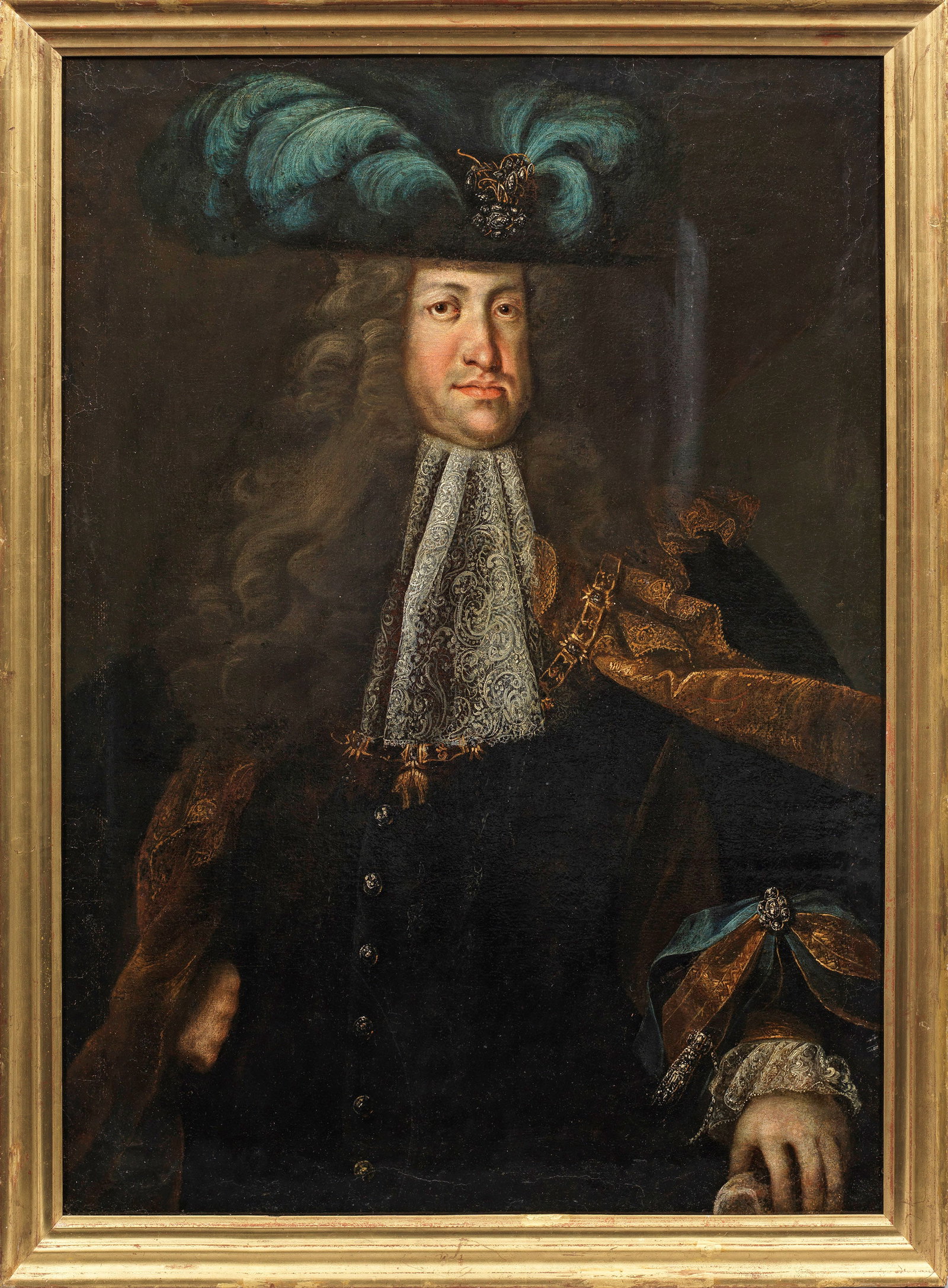 Martin van Meytens: (1695 Stockholm - 1770 Wien) Umkreis Brustbildnis Kaiser Karl VI. Repräsentatives, höfisches Bildnis des Habsburgers (1695 - 1740), Vater von Kaiserin Maria Theresia. 1711 wurde er als Karl 