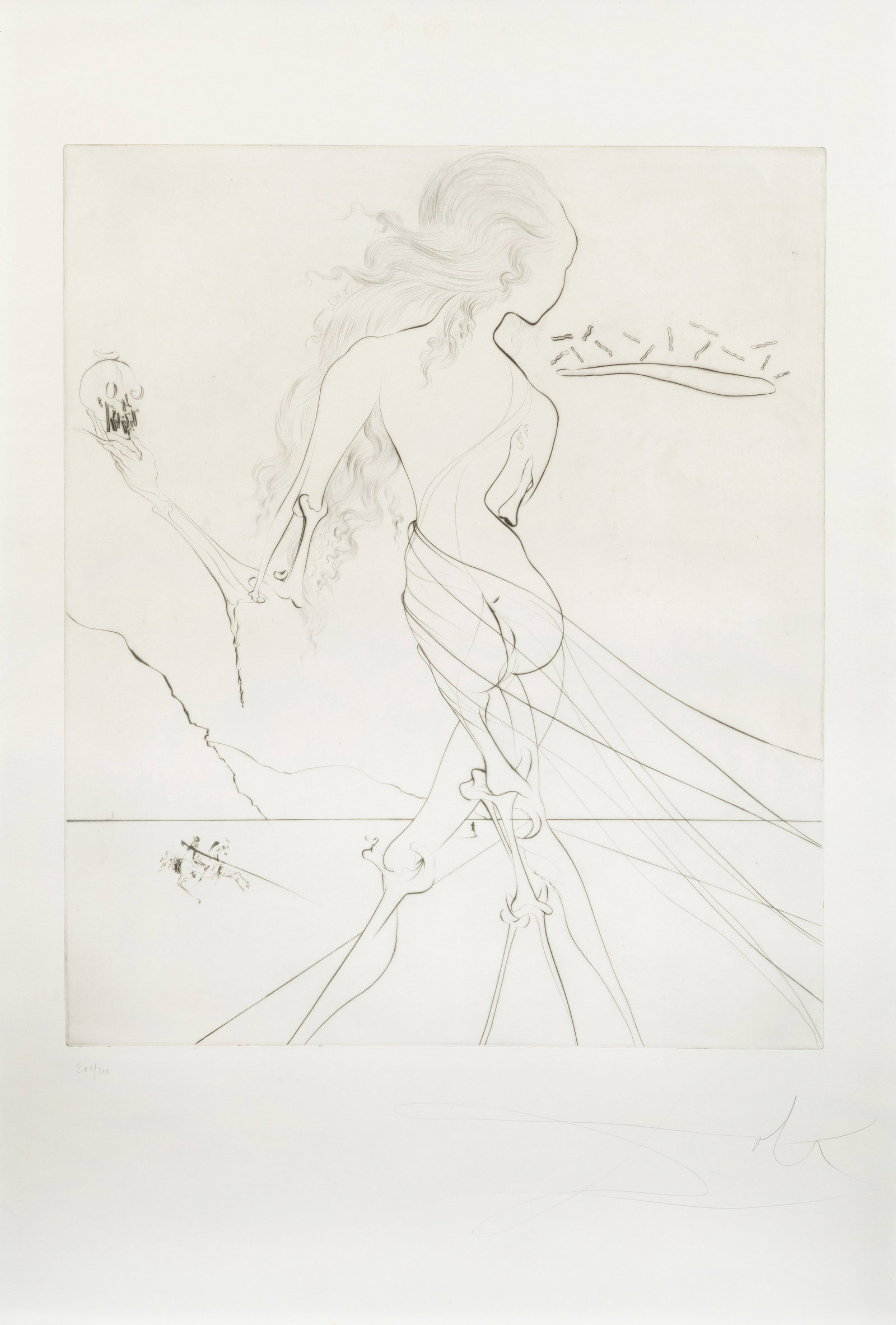 Salvador Dalí: (1904 Figueras - 1989 ebenda) "Hommage à Klimt". Originaltitel Kaltnadelradierung/BFK Rives Velin (Wasserzeichen), 1974. Sign. und nummeriert 201/300. Hrsg. Molden Edition Graphische Kunst. Druck bei