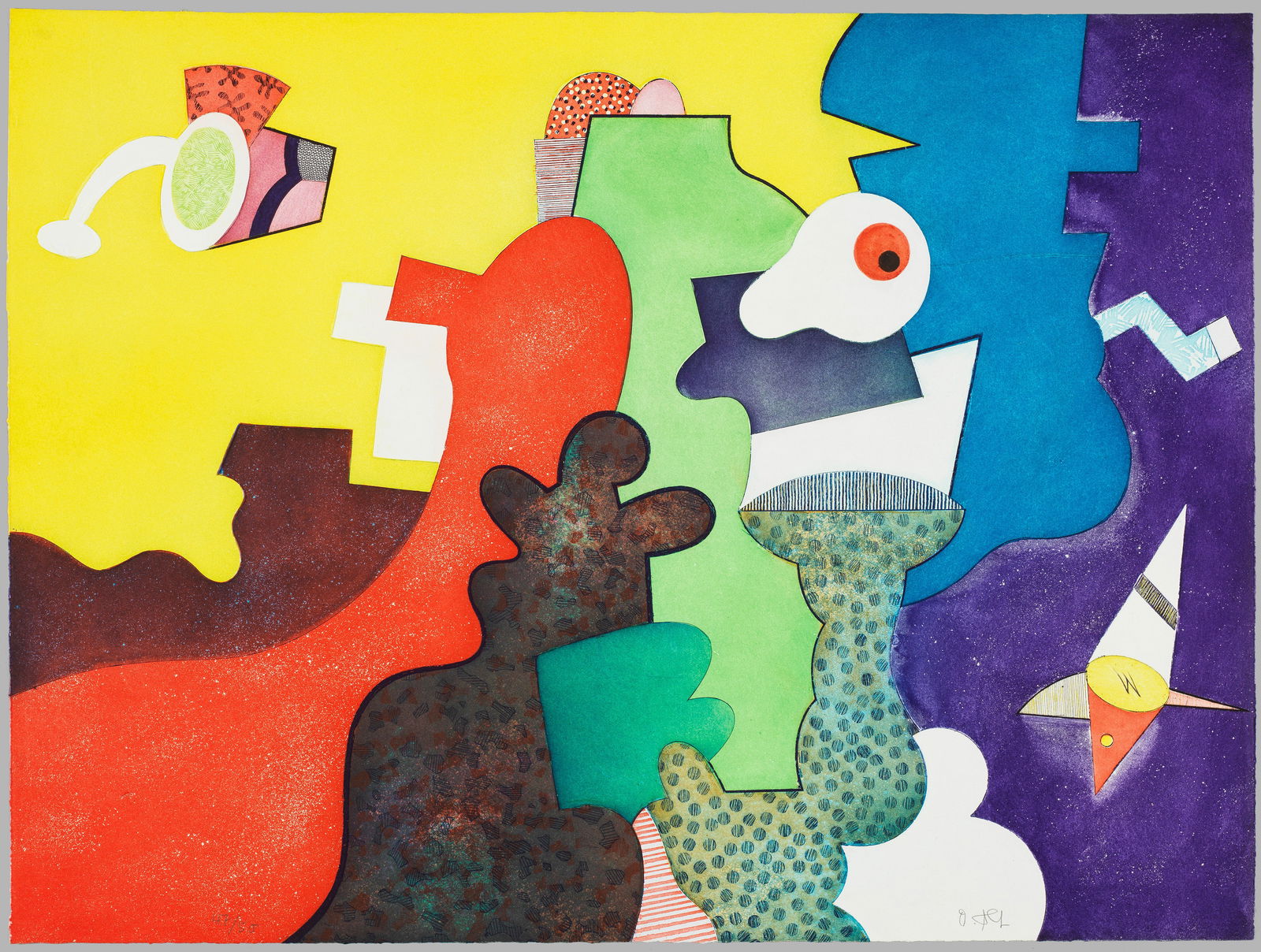 Otmar Alt: (geb. 1940 Wernigerode/Harz) Ohne Titel Farbradierung/Bütten, 1986. Sign. und nummeriert 47/50. Blatt 58,5 cm x 79 cm. Etching in colours on laid paper, 1986. Hand-signed and numbered 47/50.