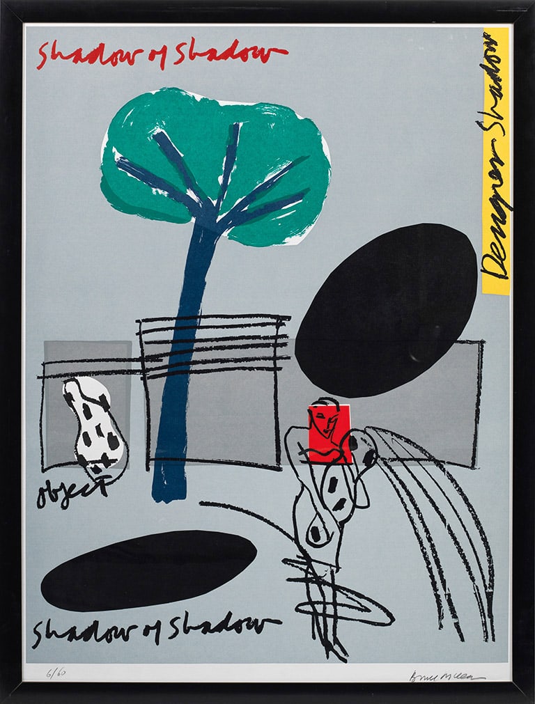 Bruce McLean: Bruce McLean (born 1944 Glasgow/Scotland) "Shadow of Shadow". Original title Color serigraph/vellum, 1990/91. Signed and numbered 6/60. Titled in the image. Image approx. 107.5 cm x 83 cm. Frame. Seri