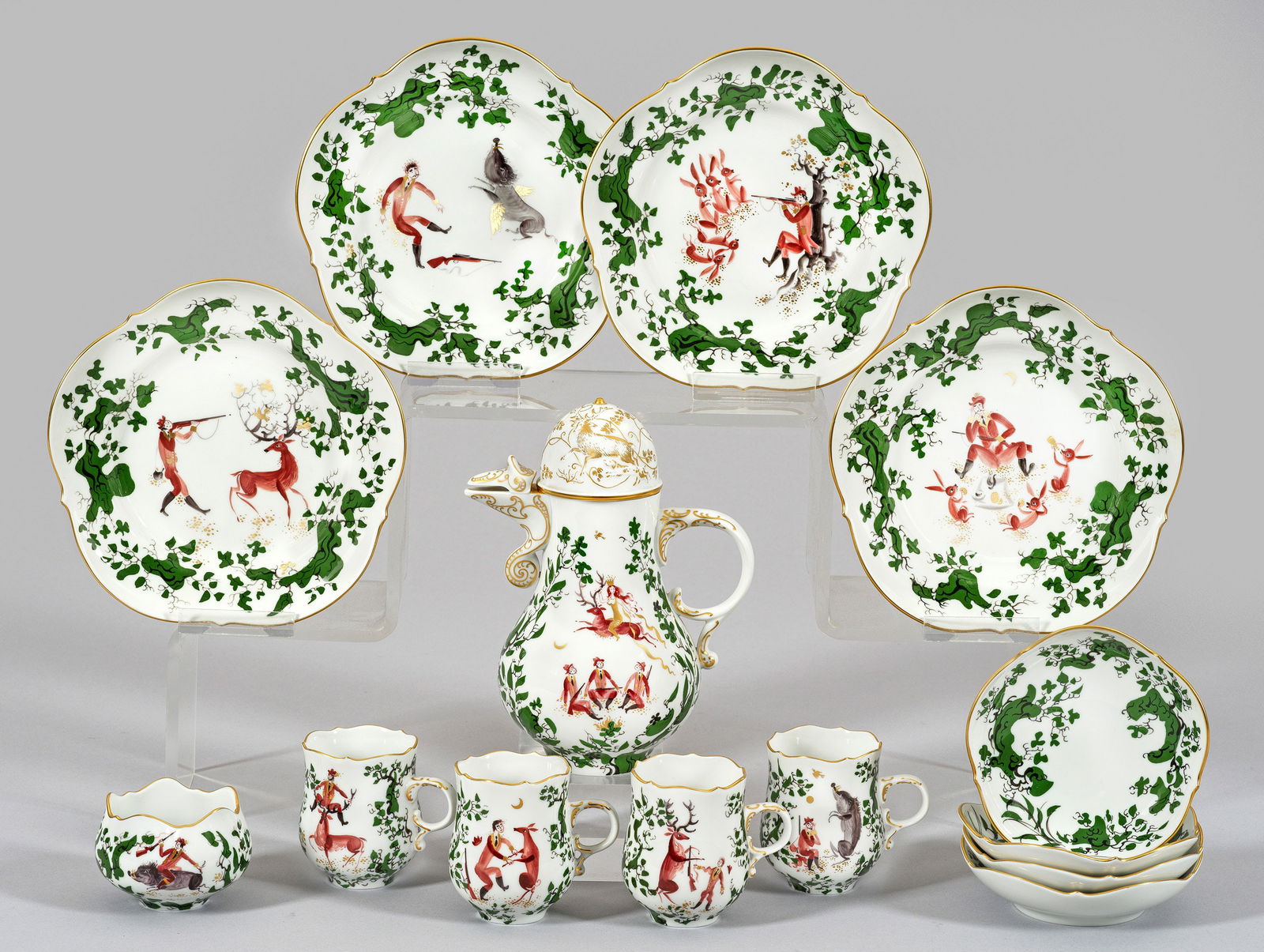 Mokkateilservice mit Dekor "Jägerlatein" von Meissen (1 of 1)