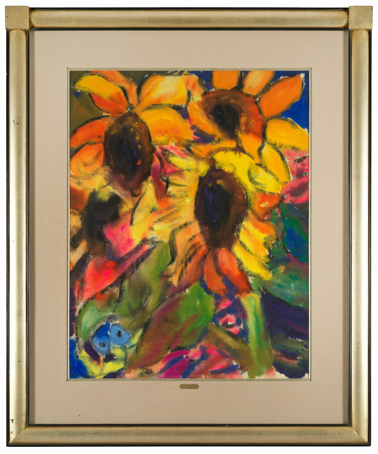 Lothar Malskat: (1912 Königsberg/Ostpreußen - 1988 Wulfsdorf bei Lübeck) Sonnenblumen Expressionistisches, leuchtend koloriertes Blatt Malskats in der Tradition von Emil Nolde. Malskat begann zunächst eine Malerl