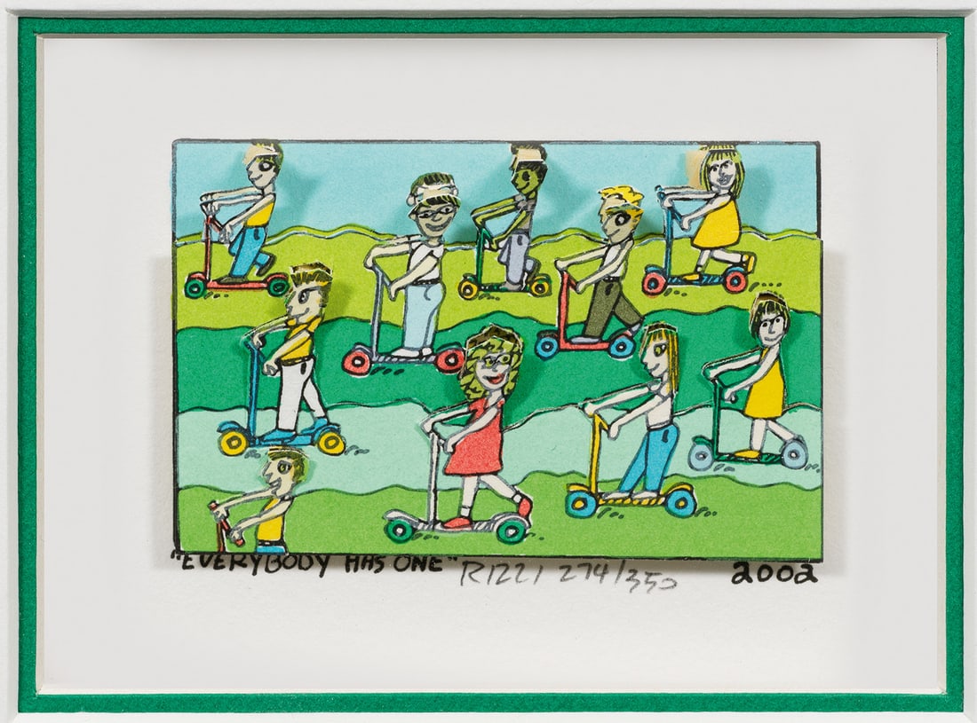 James Rizzi: (1950 New York/N.Y. - 2011 ebenda) "Everybody has one". Originaltitel Farbserigrafie mit 3D-Konstruktion/leichter Karton, 2002. Sign. u. nummer. 274/350. Im Druck betitelt u. dat.; Darstellung 5 cm x