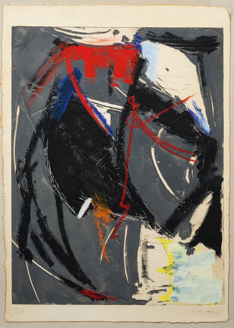 Jean Miotte: (1926 Paris - 2016 Pignans) Ohne Titel (Abstrakte Komposition) Carborundum m. Prägedruck und Acryl-Übermalung/Bütten. Sign. u. nummeriert 22/100. Ausdrucksstarke Arbeit des bedeutenden Informel-Kü
