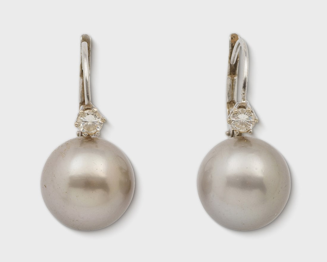 Paar klassische Tahiti-Brillant-Perlohrgehänge (1 of 1)