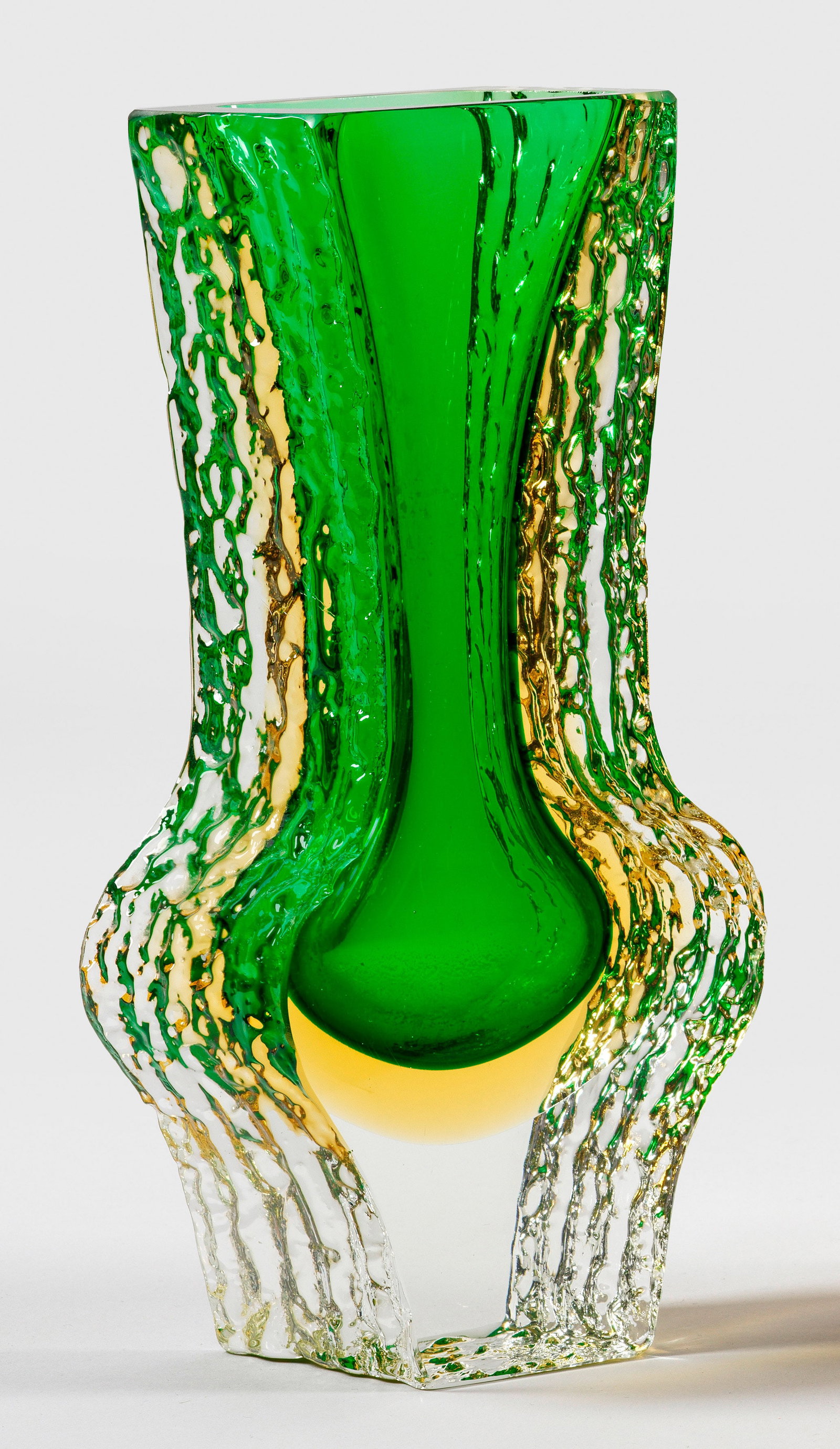 "Sommerso"-Vase mit Rindenrelief-Dekor von Mandruzzato (1 of 1)