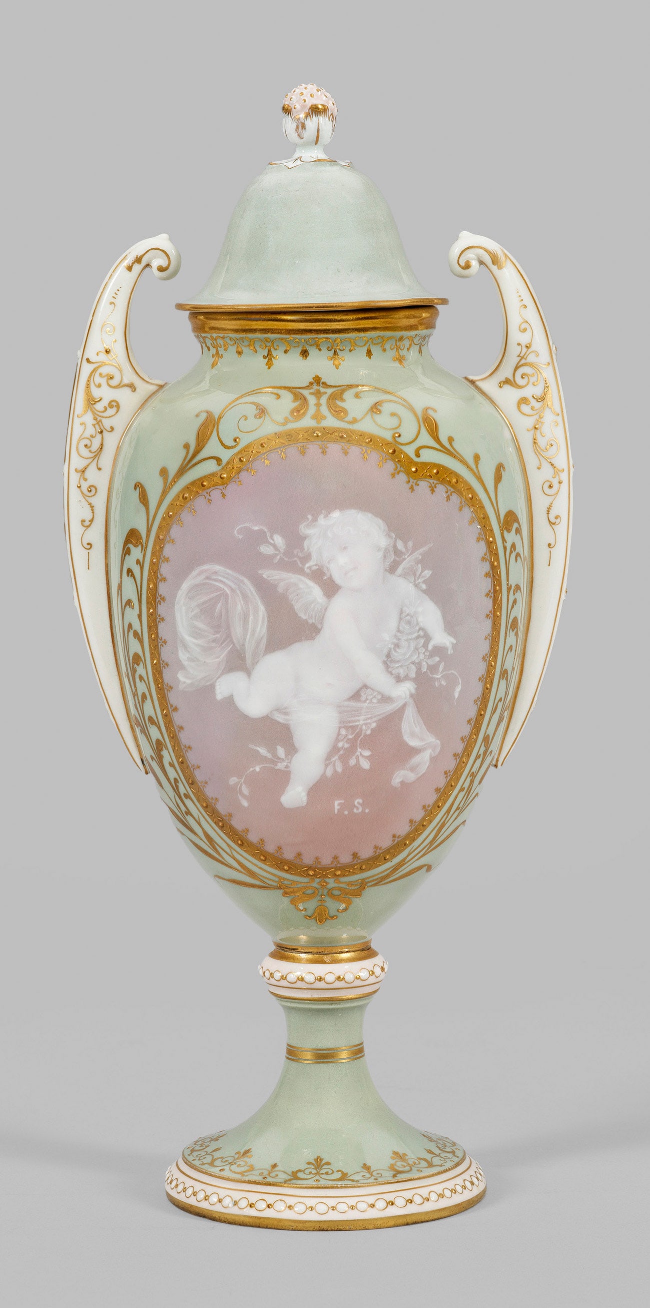 Prächtige Meissen Pokalvase mit Pâte-sur-pâte-Malerei (1 of 1)