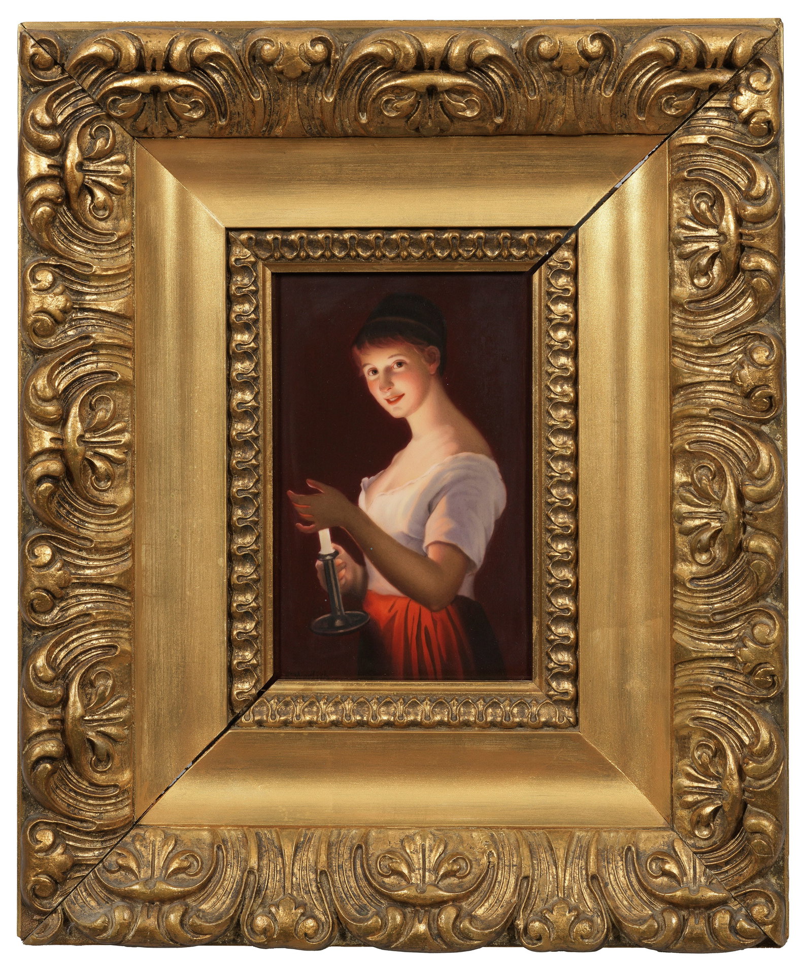 Kleines Porzellanbild "Gute Nacht" nach Georg Hom (1 of 1)