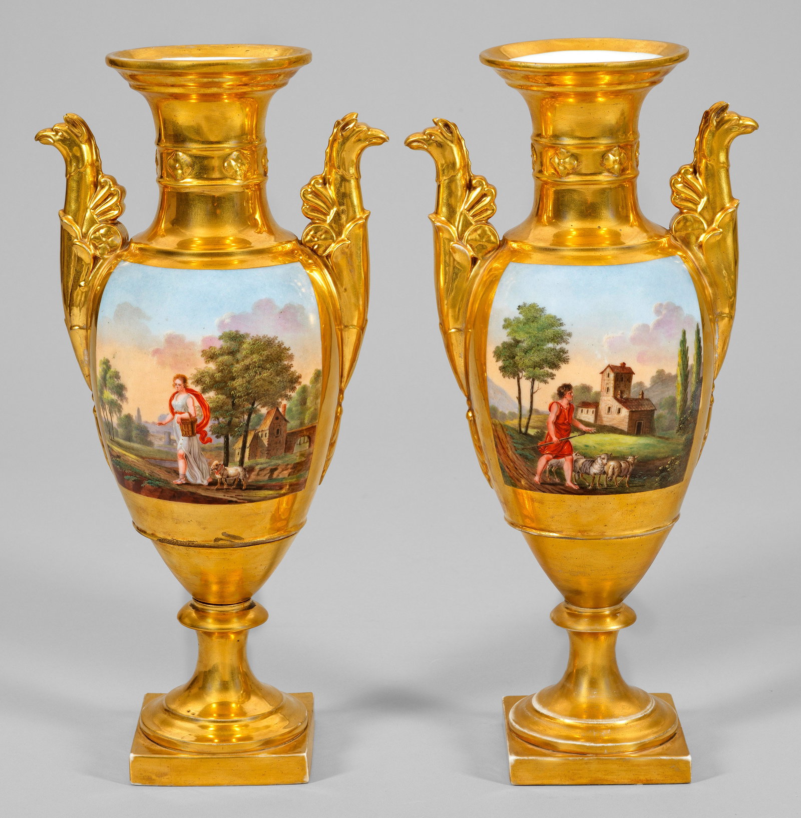 Paar Louis Philippe-Prunkvasen mit Landschaftsszenen (1 of 1)