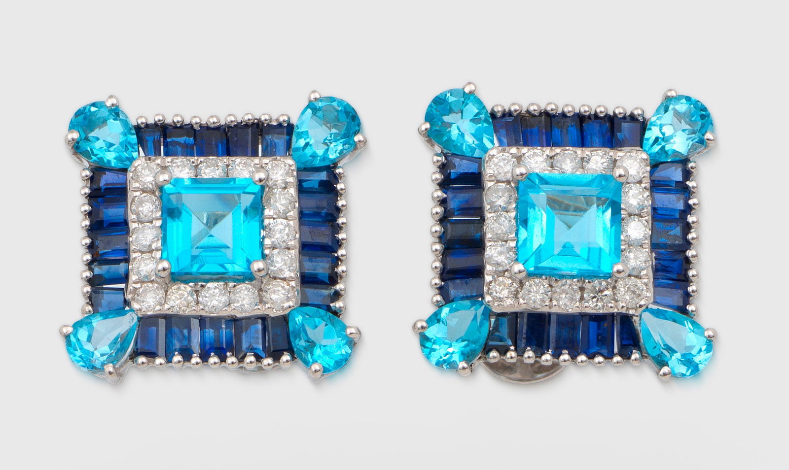 Paar dekorative Topas-Saphir-Ohrringe (1 of 1)