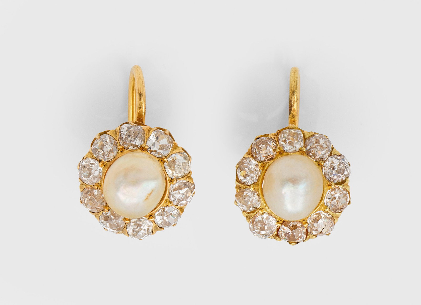 Paar Jugendstil-Diamantohrringe mit Orientperlen (1 of 1)