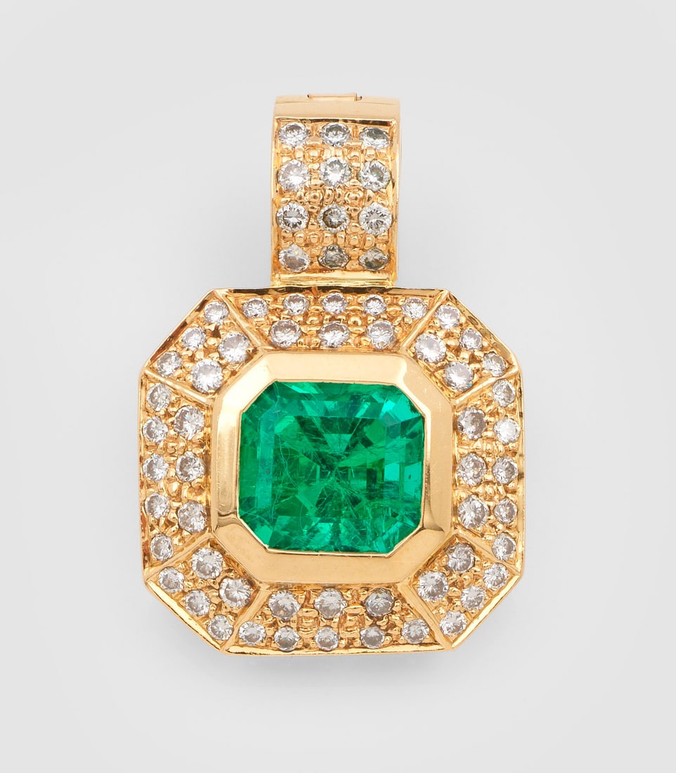 Eleganter kolumbianischer Smaragd-Brillantanhänger (1 of 1)