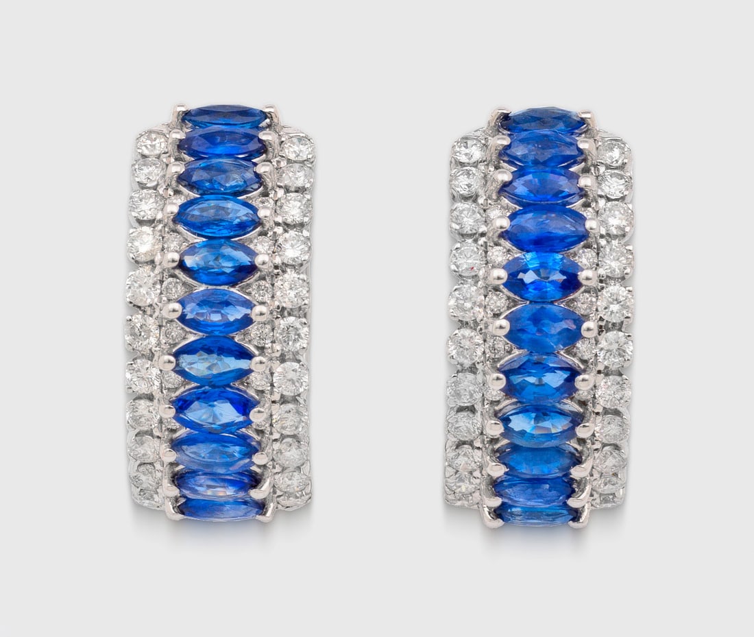 Paar dekorative Saphir-Brillant-Ohrringe (1 of 1)