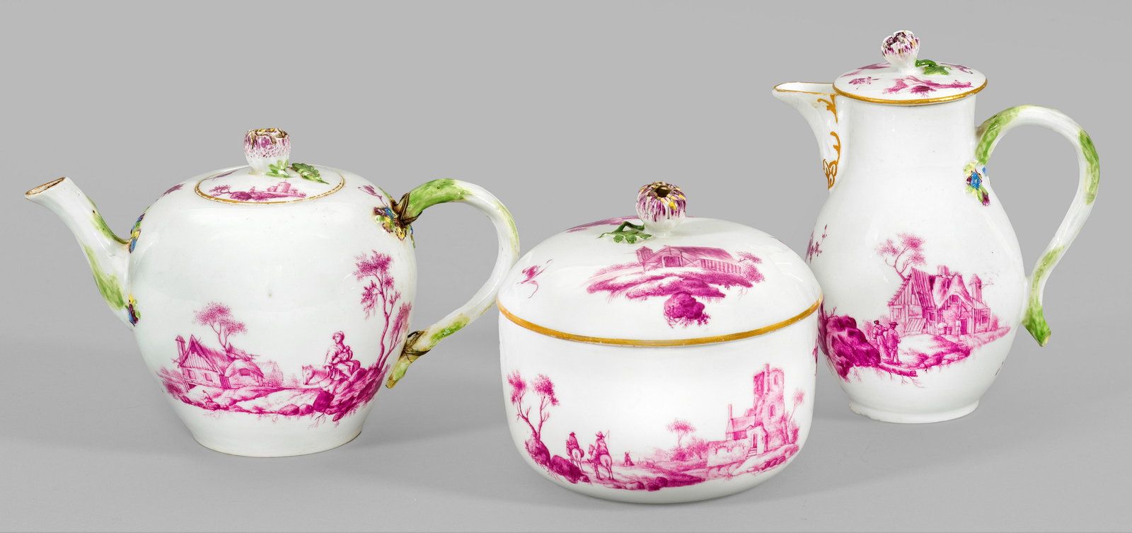 Teekern mit Landschaftsszenen in Purpur-Camaieumalerei (1 of 1)