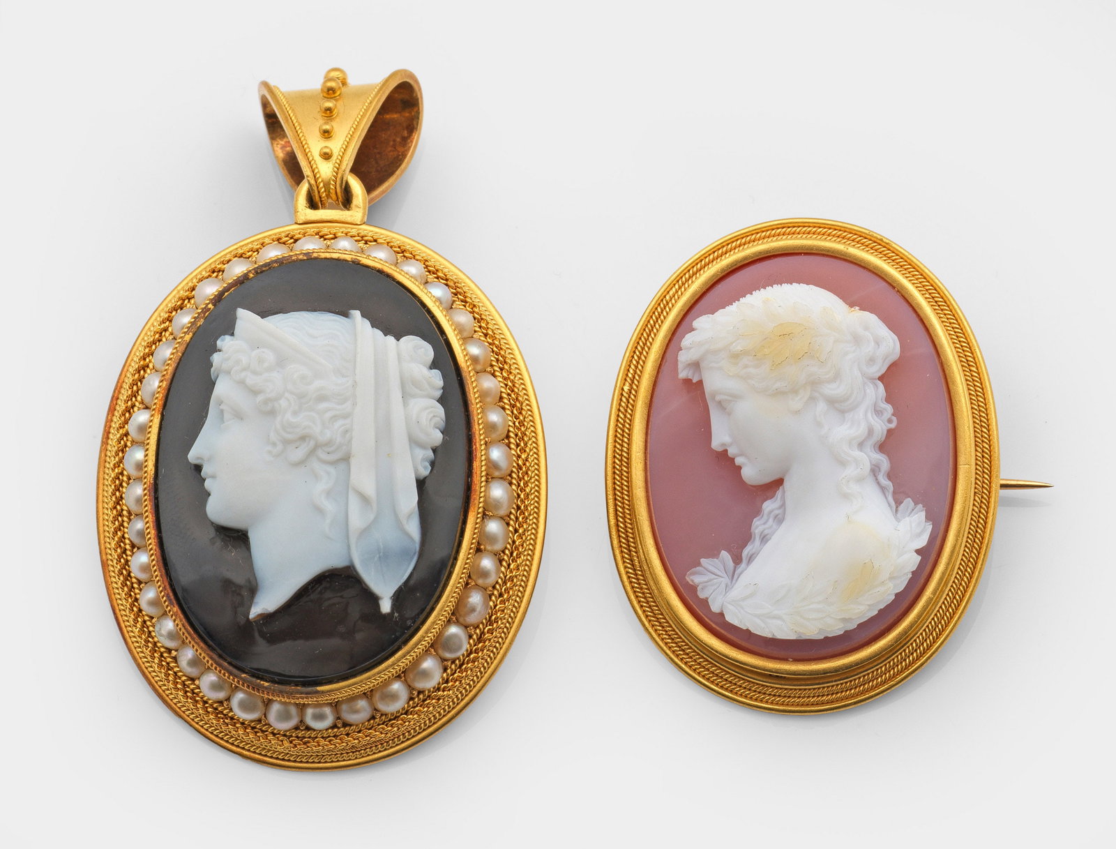 Spätbiedermeier Kamee-Anhänger und Brosche (1 of 1)