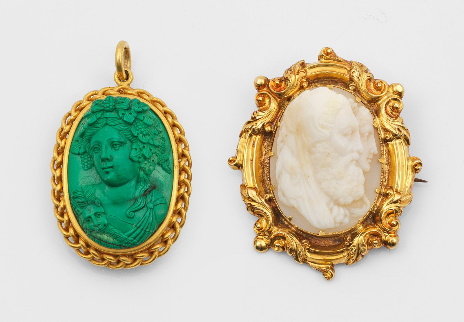 Spätbiedermeier Kamee-Anhänger und Brosche (1 of 1)