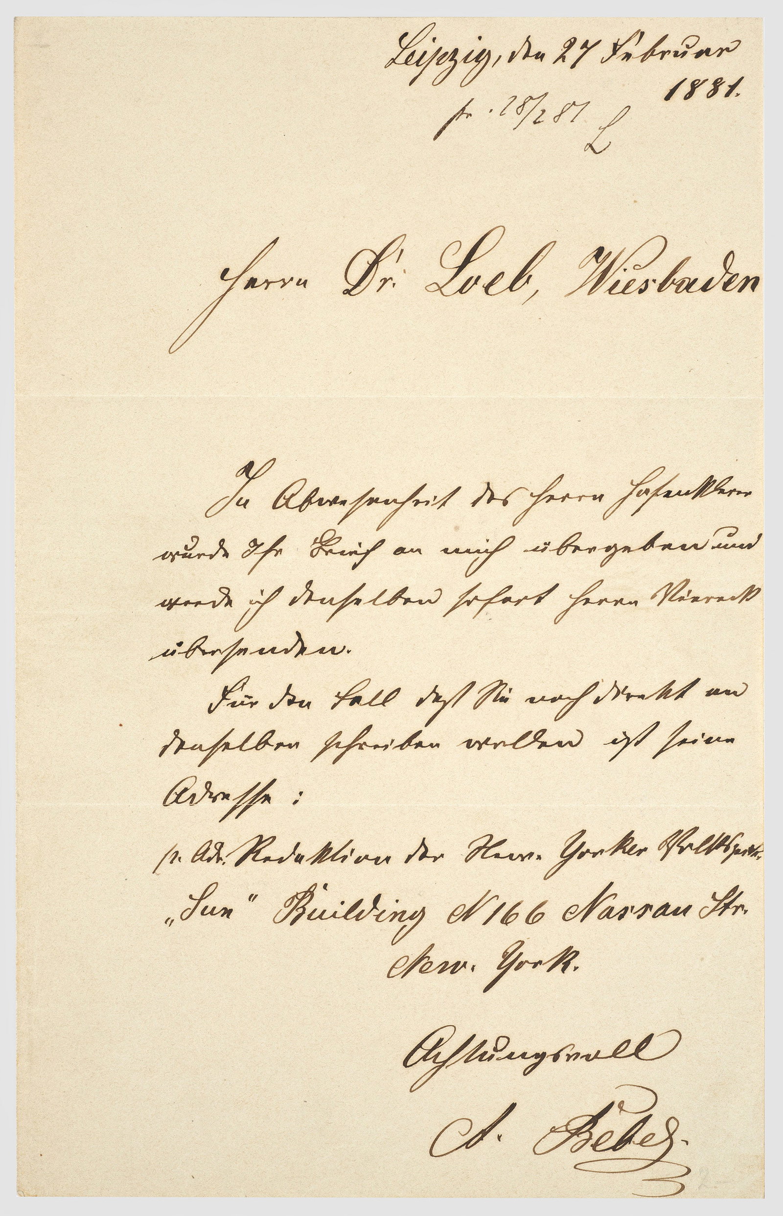 Brief von August Bebel (1 of 1)