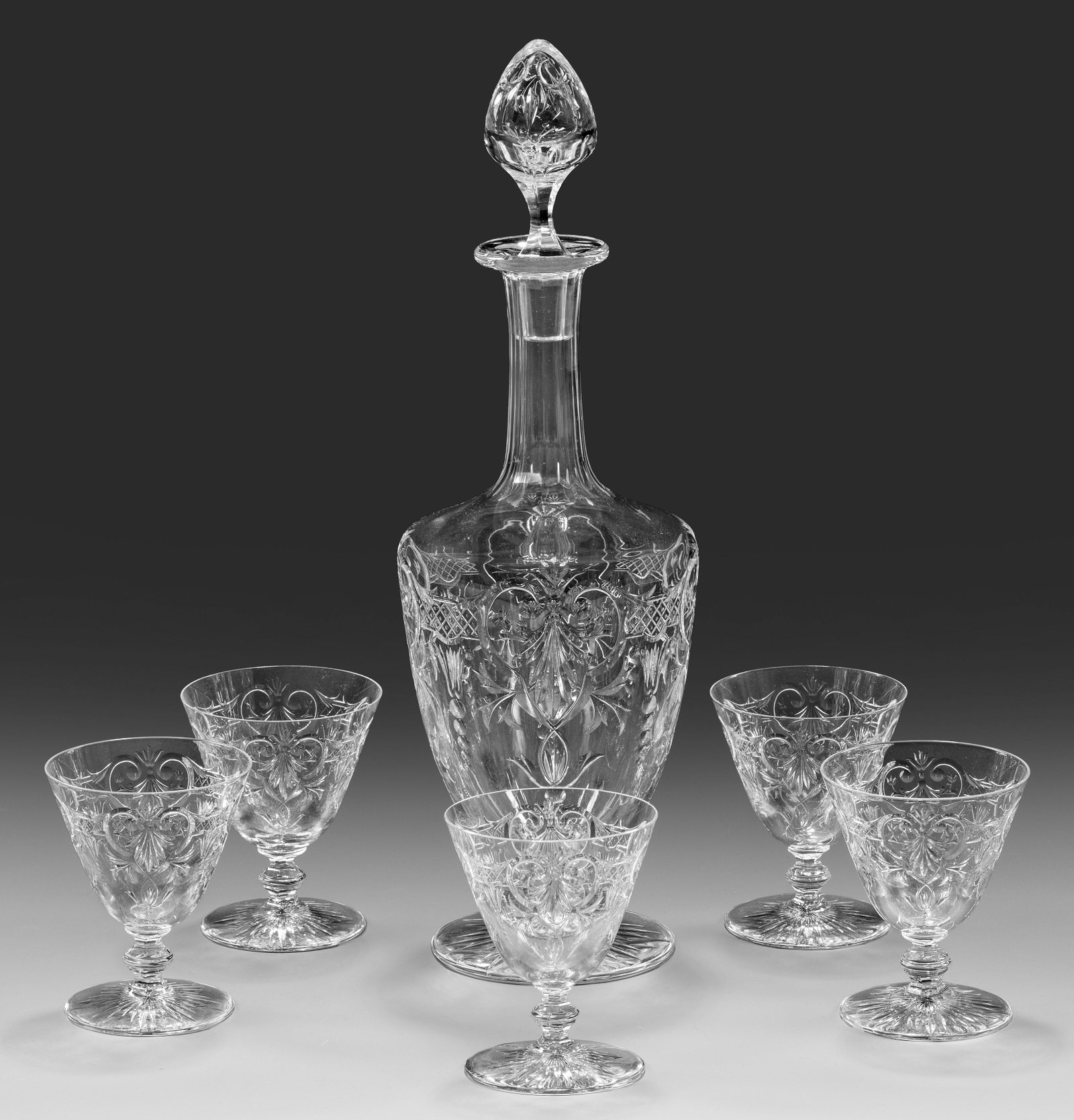 Baccarat-Karaffe "Marennes" mit fünf Likörgläsern (1 of 1)