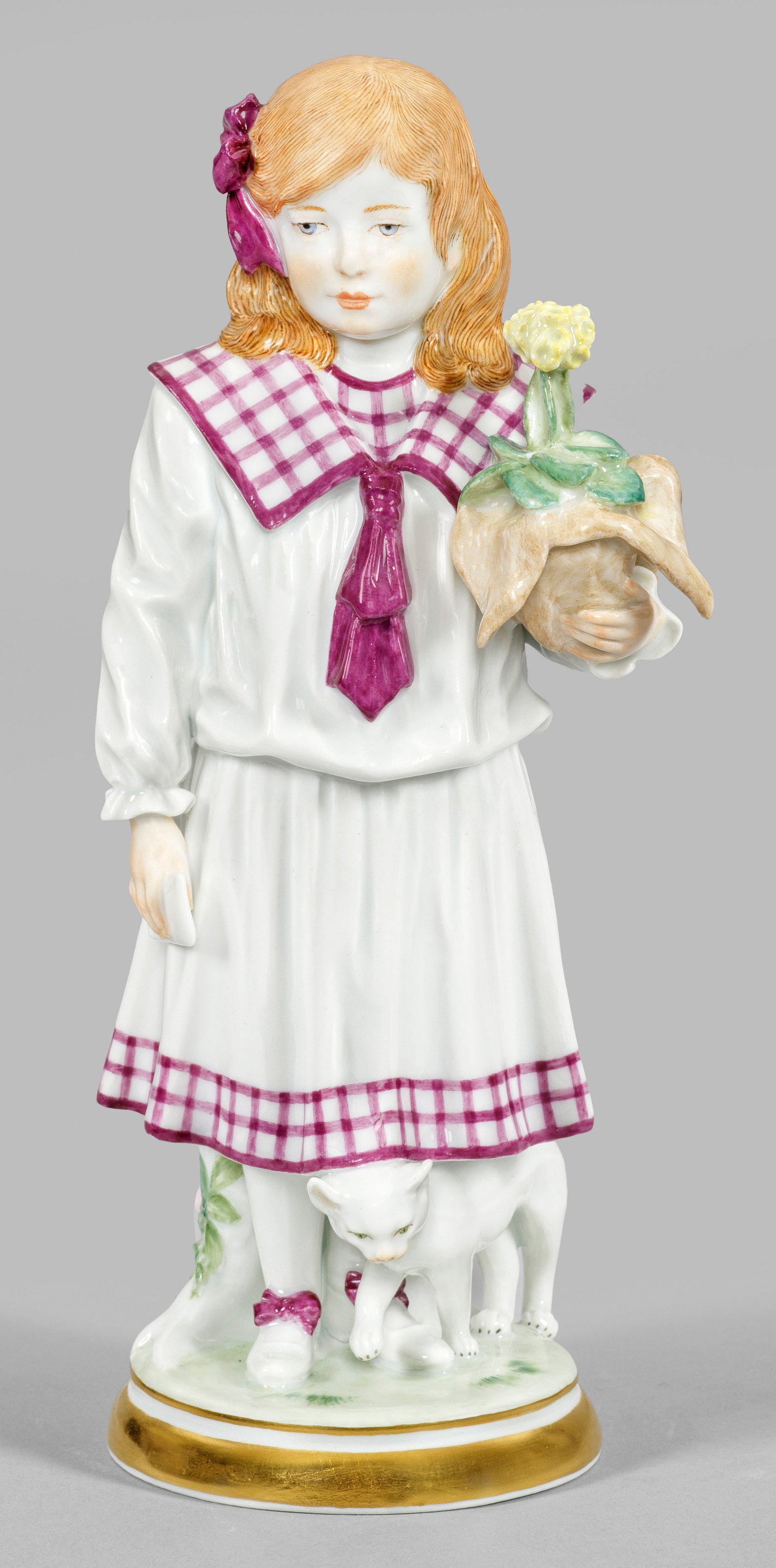 Seltene Jugendstil-Figur "Mädchen mit Katze" von Meissen (1 of 1)