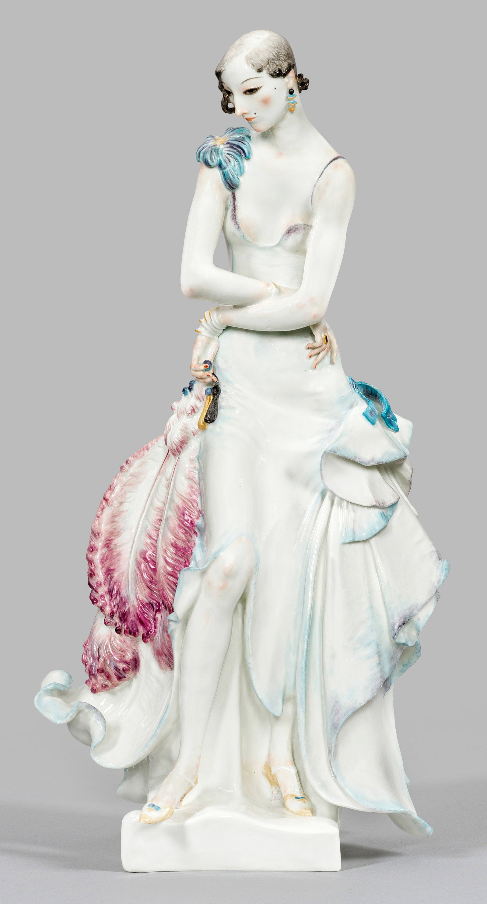 Große Art Déco-Figur "Stehende Dame mit Fächer" von Meissen (1 of 1)