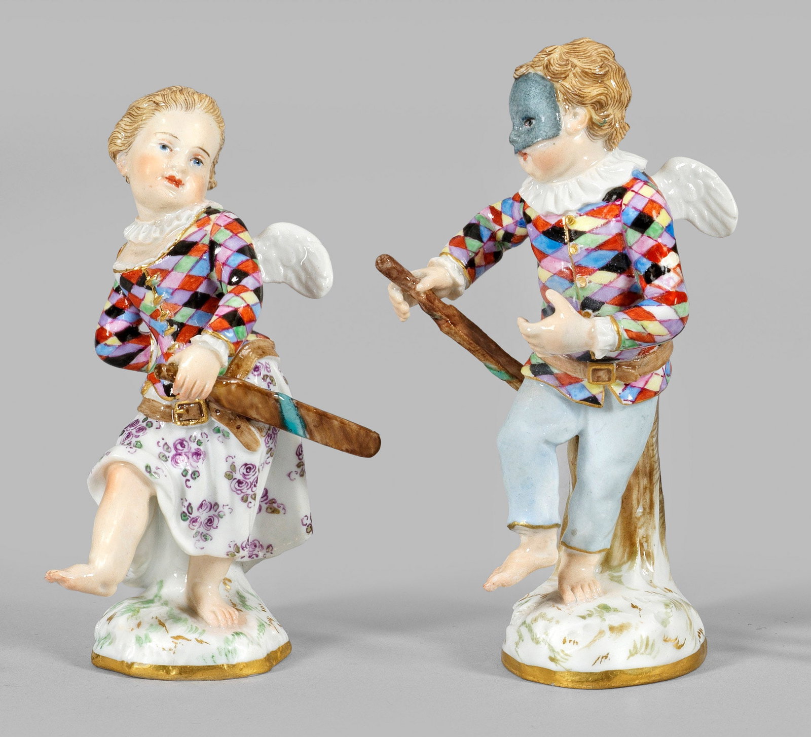 Paar seltene Amorettenkinder "Harlekin" und "Harlekina" (1 of 1)