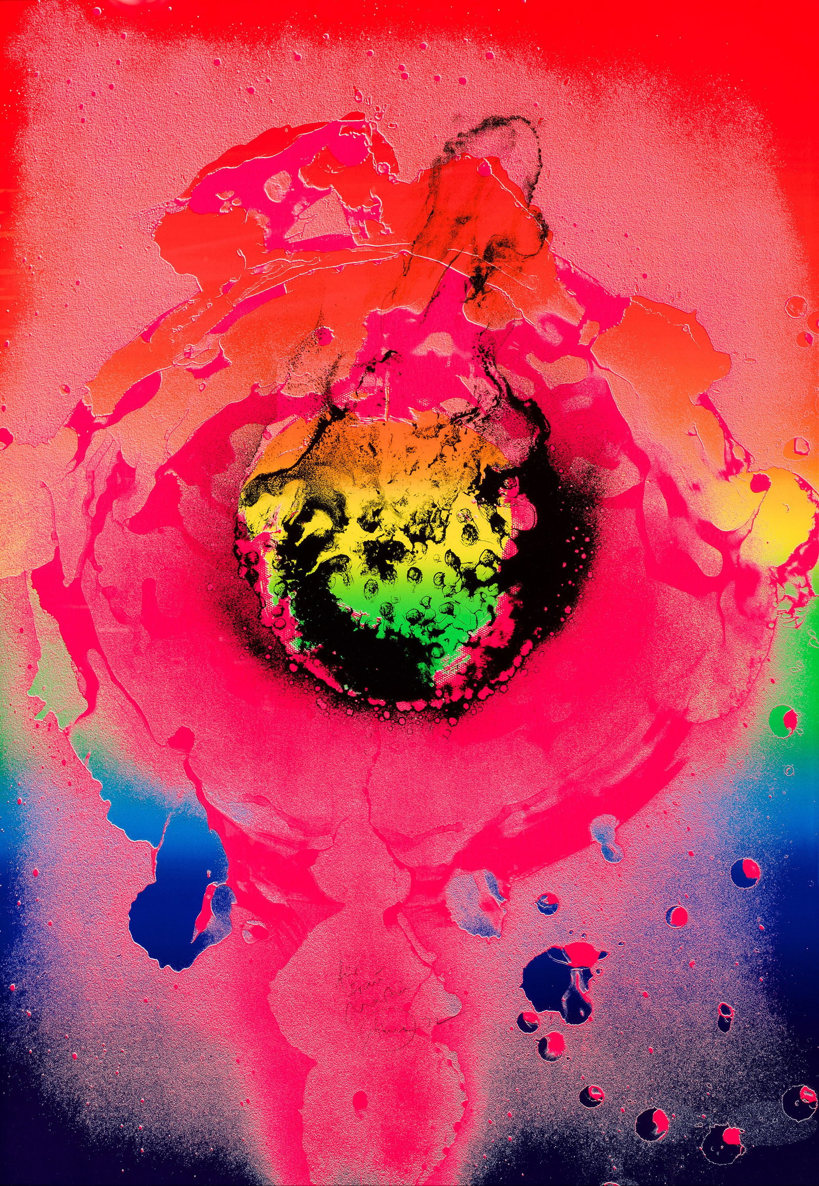 Otto Piene: (1928 Laasphe - 2014 Berlin) "Nach dem Regenbogen". Originaltitel Farbserigrafie/festes Papier, 1972. Sign., dat. (19)72 und mit Widmung "für Frau Martina". Erschienen außerhalb der Auflage von 150 