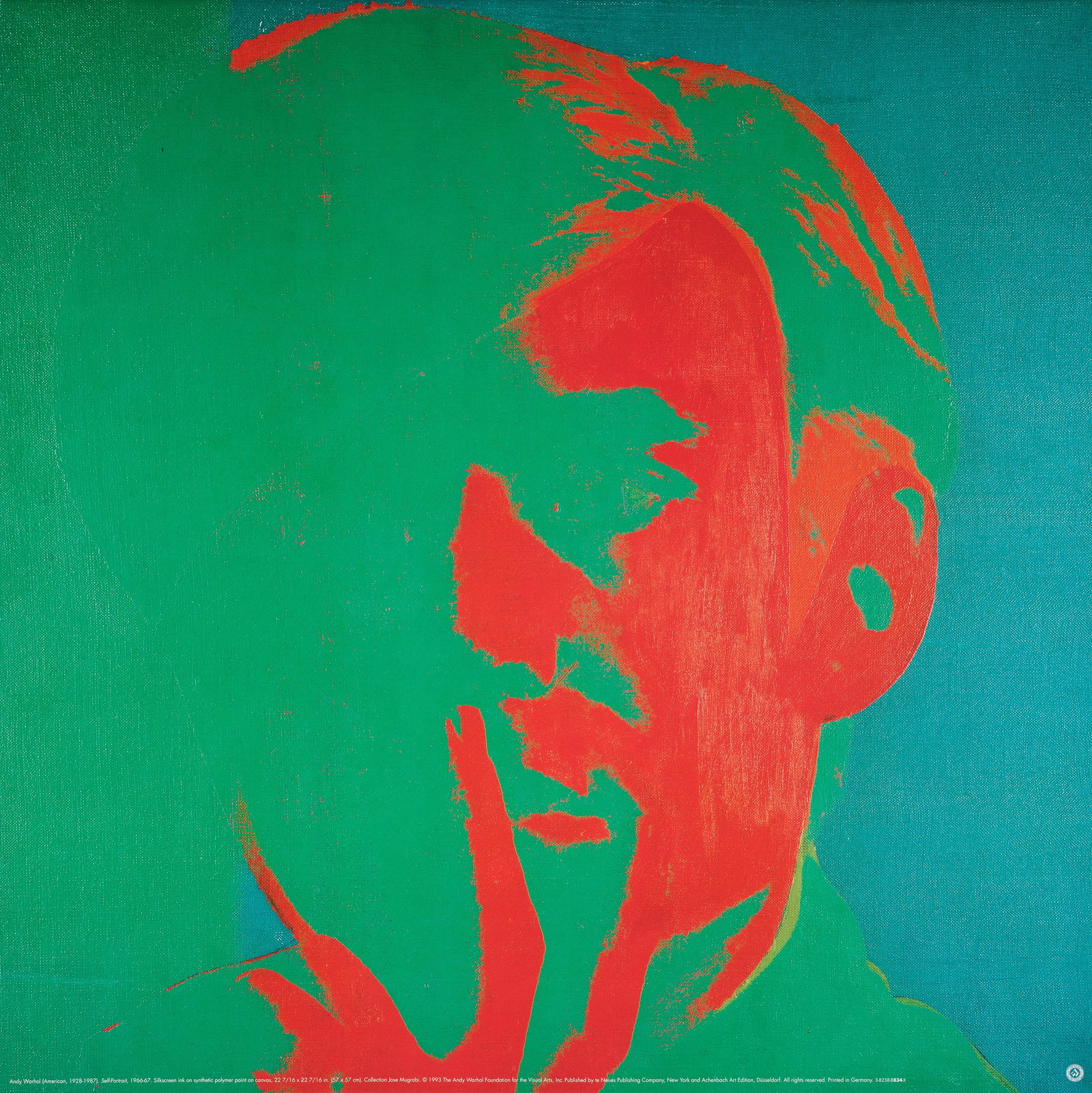 Andy Warhol: (1928 Pittsburgh - 1987 New York) nach "Self-Portrait". Originaltitel Farboffsetdruck/Kunstdruckpapier, 1993. Beschriftet im Druck. Nach der Originalserigraphie Warhols von 1966/67. Copyright The Andy