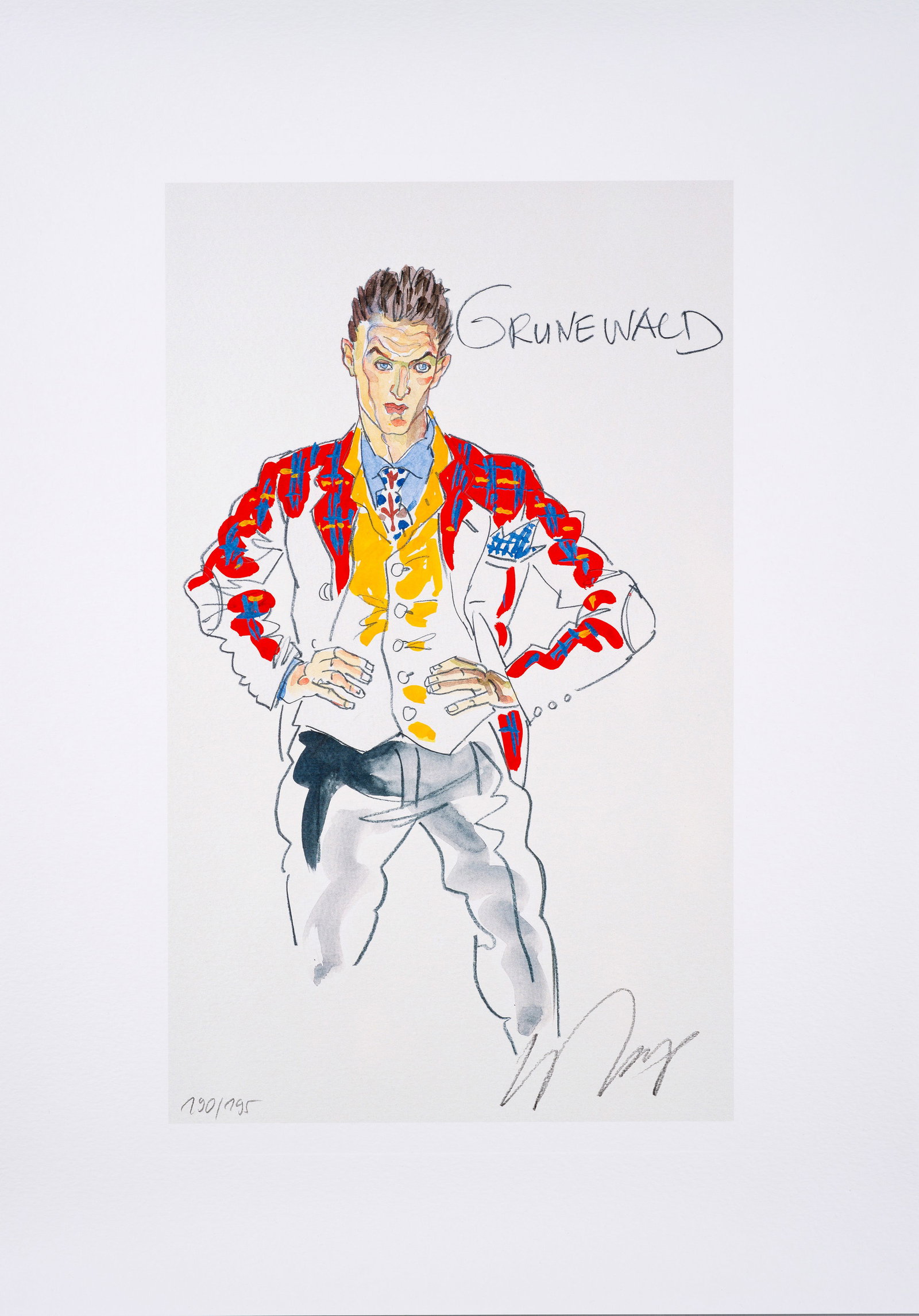 Wolfgang Joop: (Geb. 1944 Potsdam) Komplette Folge von sechs Grafiken Farbige Mischtechnik-Grafiken/Karton bzw. festes Velin (Zanders "Zeta Hammer"), 1995; nach Aquarellen Joops von 1993-1995. Aus der Auflage von 19