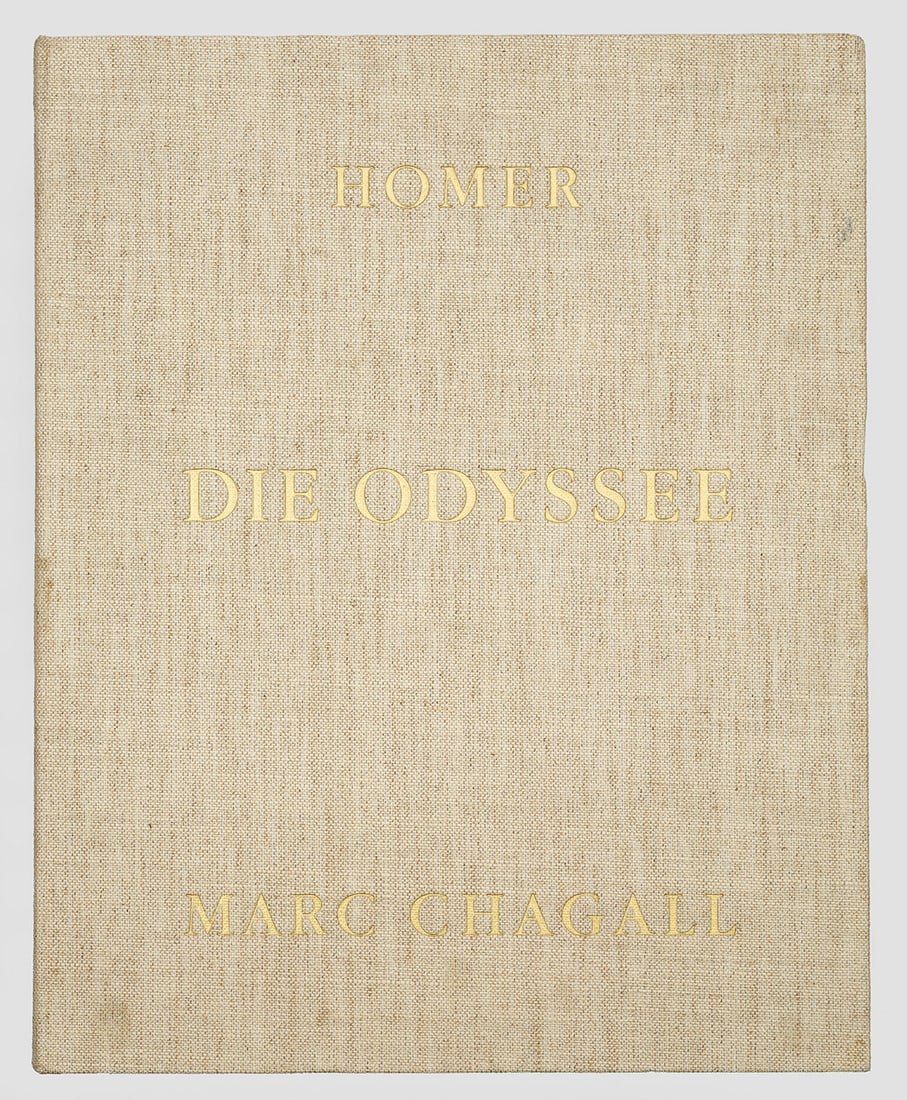 Marc Chagall: (1887 Witebsk - 1985 Saint-Paul-de-Vence) "Homer - Die Odyssee". Originaltitel Von Vava Chagall autorisierte dt. Ausgabe in 2 Bde. mit 43 Farbreproduktionen (Granolithographien/Fabriano-Bütten) und 3