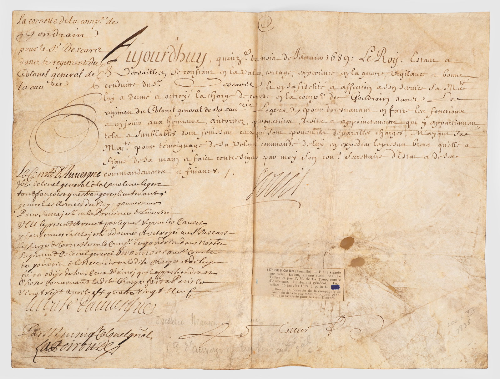 Militärische Ernennungsurkunde durch Ludwig XIV. (1 of 1)