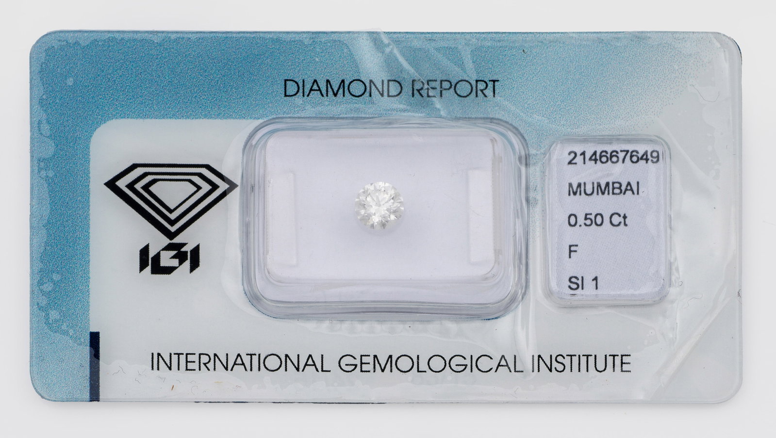 Hochfeiner Brillantsolitär: Ungefasst. Brillant von ca. 0,50 ct. (F/si1), Triple-Ex. Beiliegend IGI-Expertise. Unset brilliant-cut solitaire approx. 0,50 ct. (F/si1), triple ex. Certificate included.