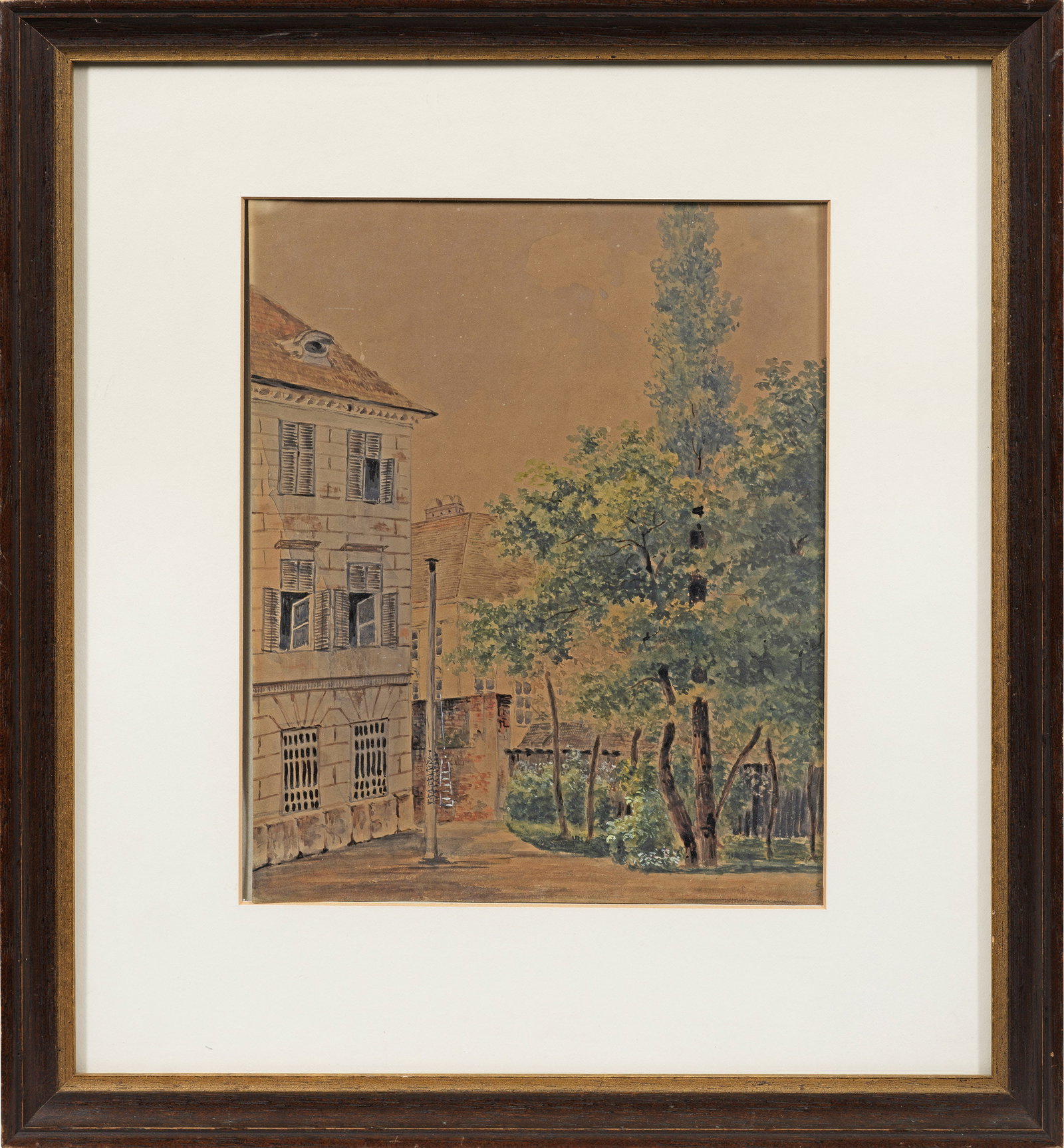 Antoni Ledachwoski: (Tätig 2. Viertel 19. Jh. in Polen) Stadtansicht Wohl Motiv aus Warschau oder Krakau. Aquarell, Gouache mit Weißhöhungen u. Feder/Papier. Verso sign.; Stark gebräunt. 27,8 cm x 21,7 cm. Rahmen. Wa