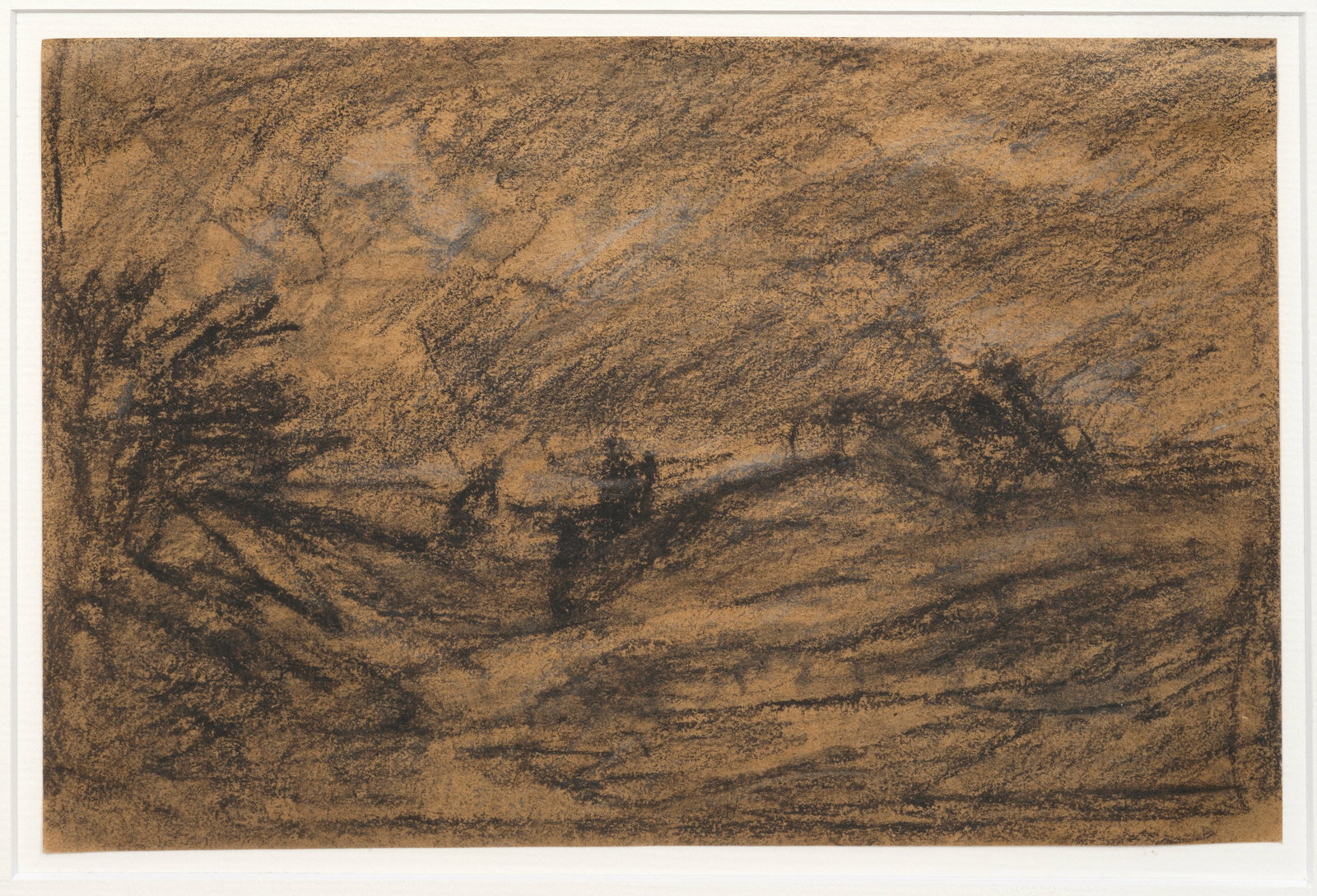 Otto Modersohn: (1865 Soest - 1943 Rotenburg) "Dunkle Wolken über der Surheide". Originaltitel Um 1940 geschaffene Landschaftsstudie Modersohns, die durch ihren dynamischen und kraftvollen Duktus und verdichteten Li