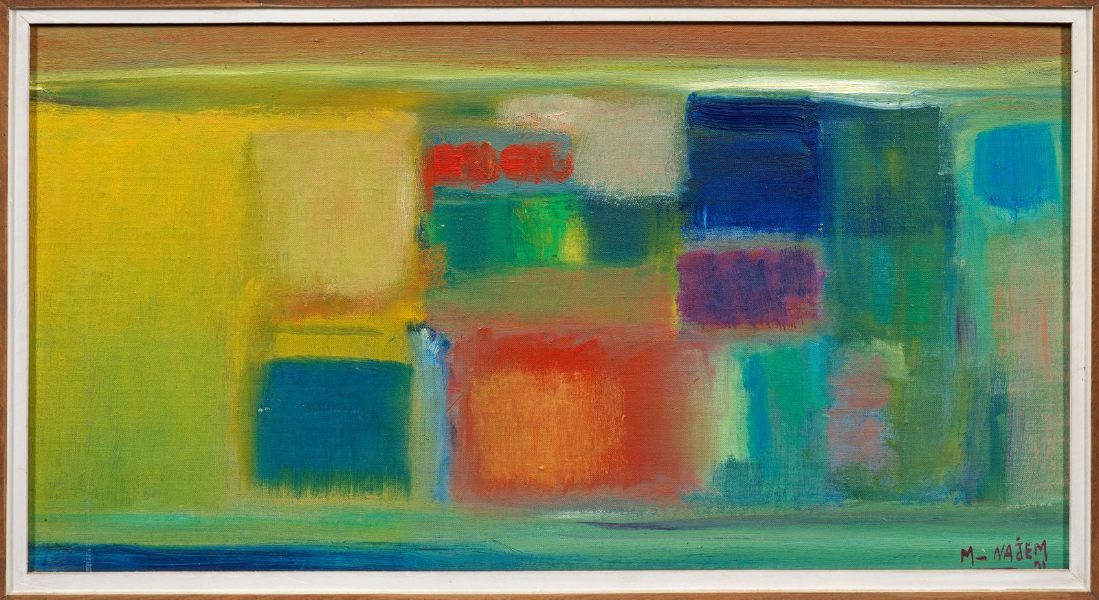 Mounir Najem: (1933 Deir El Qamar/Libanon - 1990 Paris) Ohne Titel Konkrete Farbfeldkomposition Mounir Najems, der zu Beginn der 1950er Jahre an der 1937 gegründeten Kunstakademie des Libanon und ab 1956 in Paris