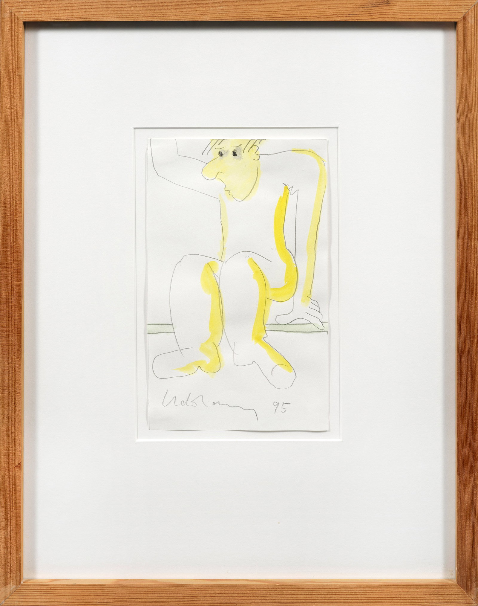 Udo Lindenberg: (1946 Gronau/Westfalen - lebt in Hamburg) "Gelber Träger". Originaltitel Expressive, die Figur mit dynamischen, schwarzen Konturen erfassende Darstellung eines Mannes mit auffälliger Nase. Gesicht u