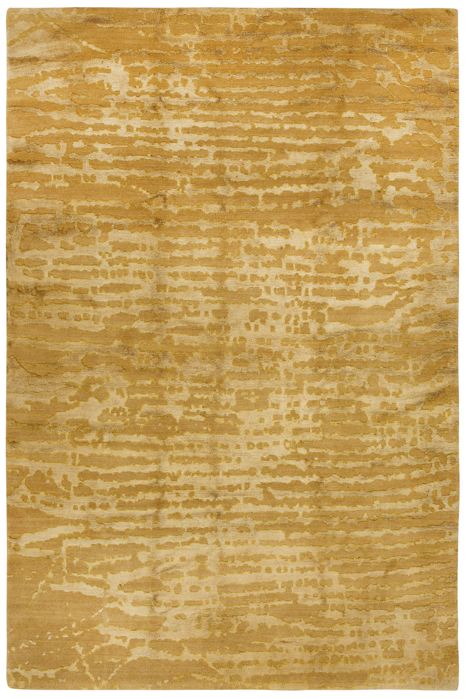 Moderner Design-Teppich: Nepal. Wolle auf Baumwolle. Reliefmuster. Auf cremefarbenem Fond flächendeckend abstrakte Musterung in Beige. 251 cm x 167 cm. A modern design carpet.