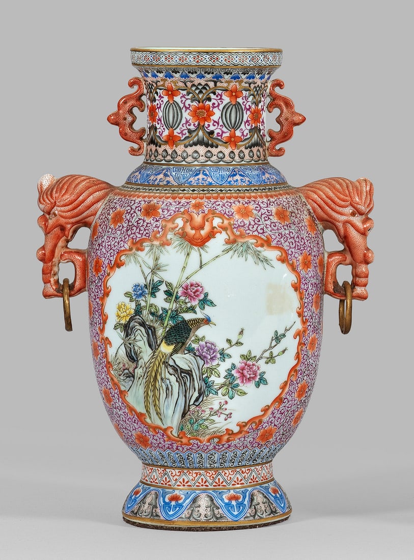 Famille rose-Vase mit Vogeldekor (1 of 1)