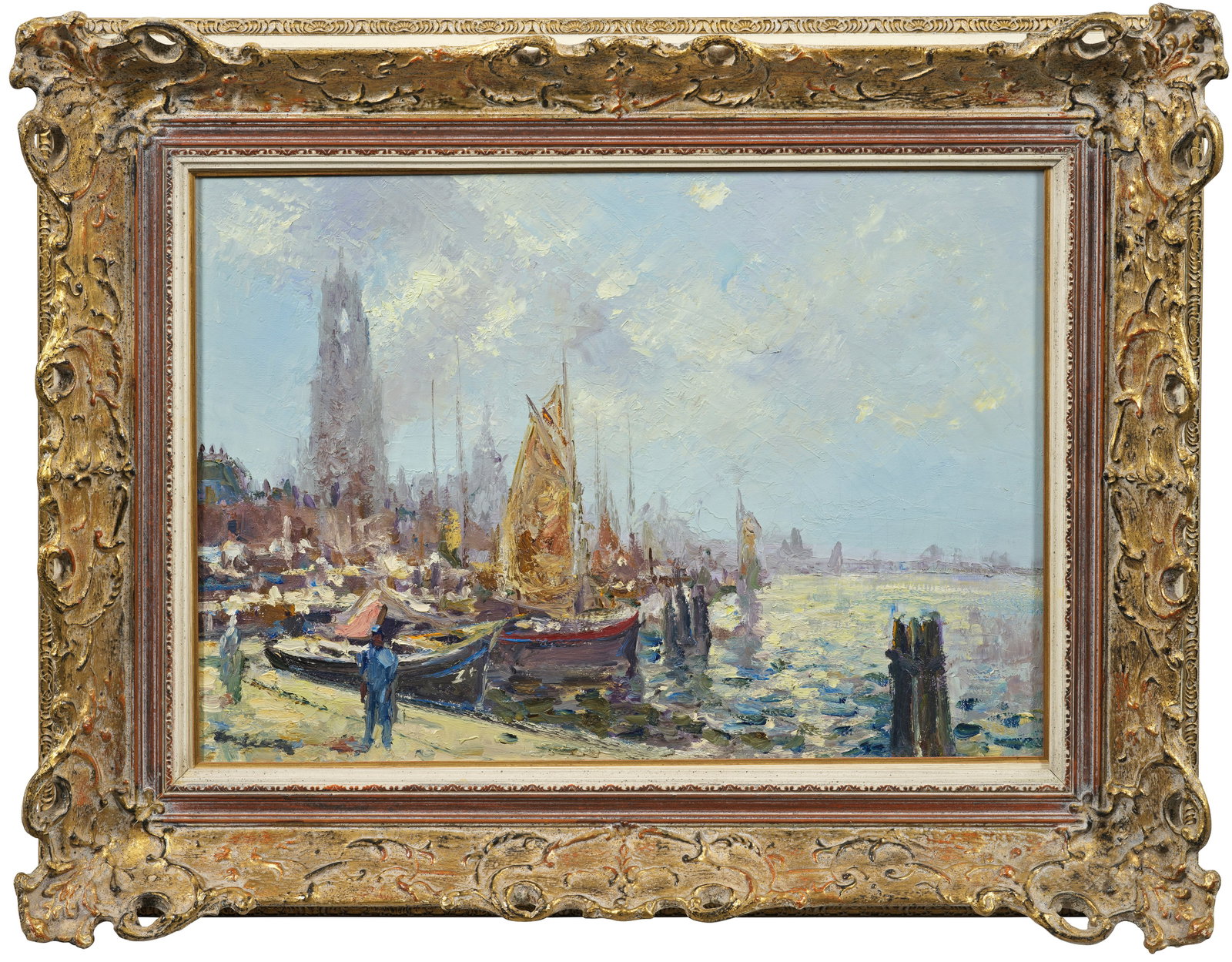 Hansjörg Wagner: (1930 Berlin - 2013 München) Alte Hafenstadt Impressionistisches Werk Wagners, der gleichermaßen als Maler und Bildhauer arbeitete. 1951-1958 war Wagner Schüler bei Fritz Behn in München, seit 195